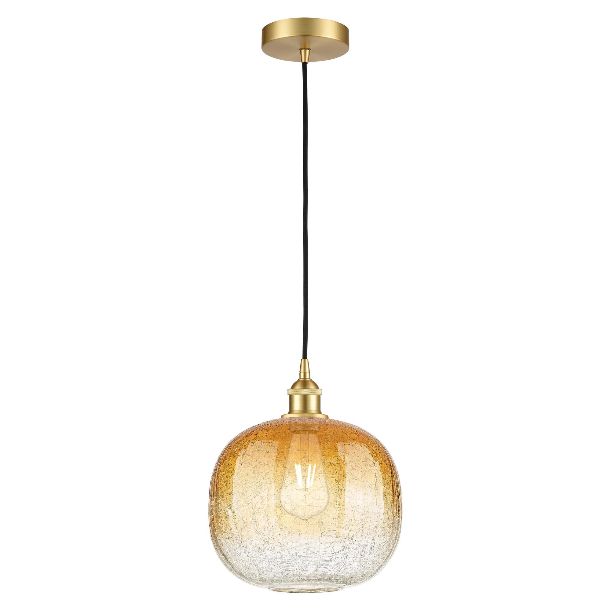 Shown in Satin Gold finish and Amber glass