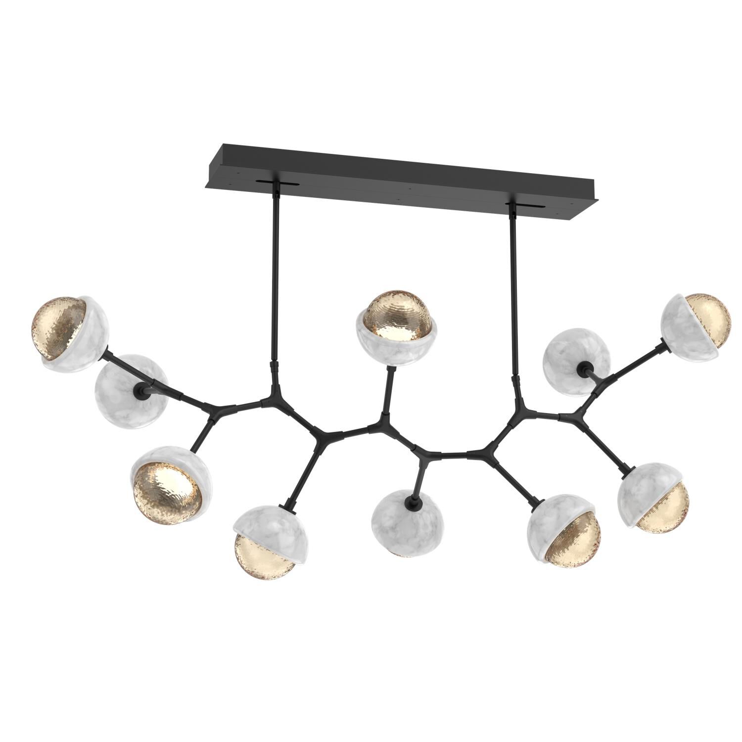 Shown in Matte Black finish and Amber glass and White Marble accent