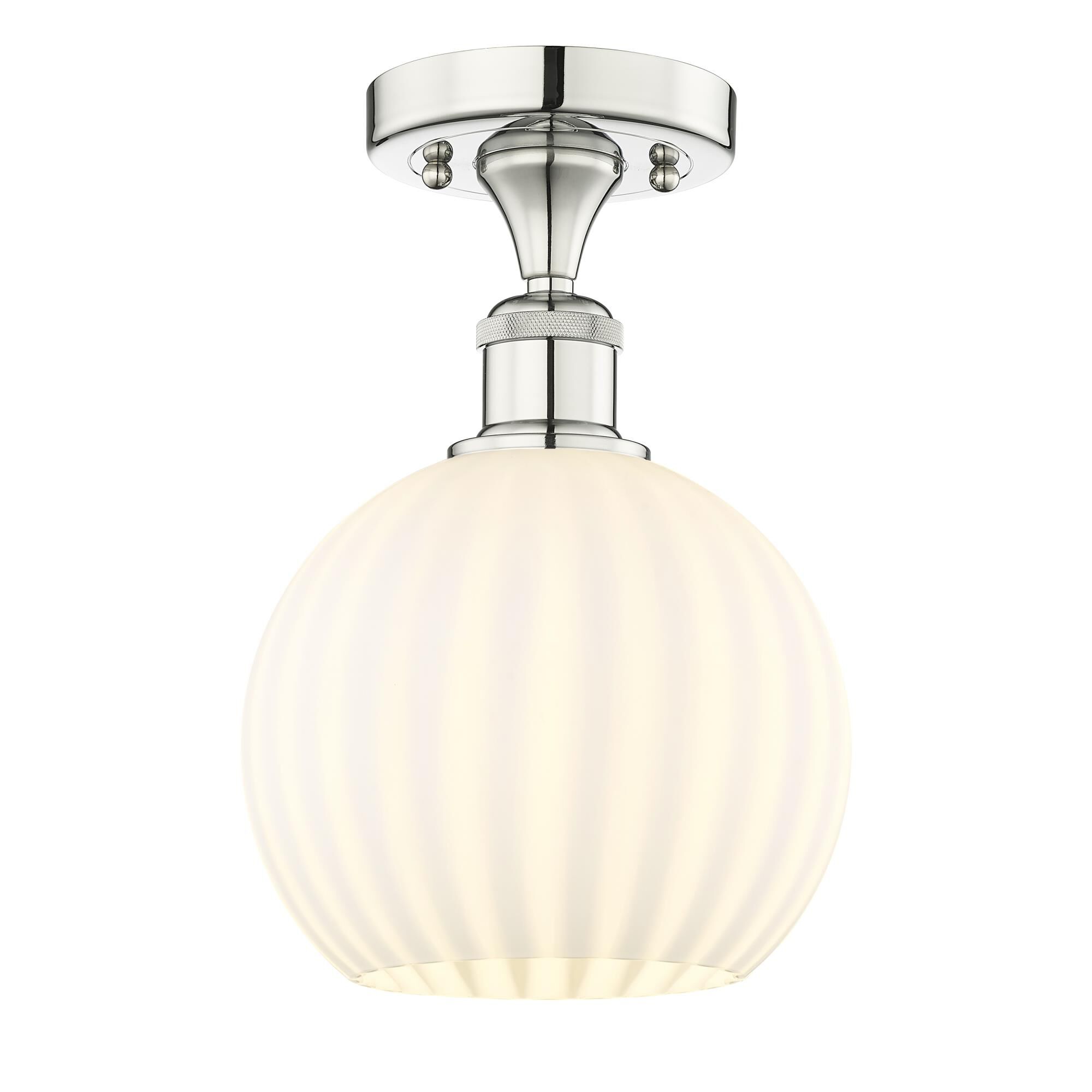 Shown in Polished Nickel finish and White Venetian glass