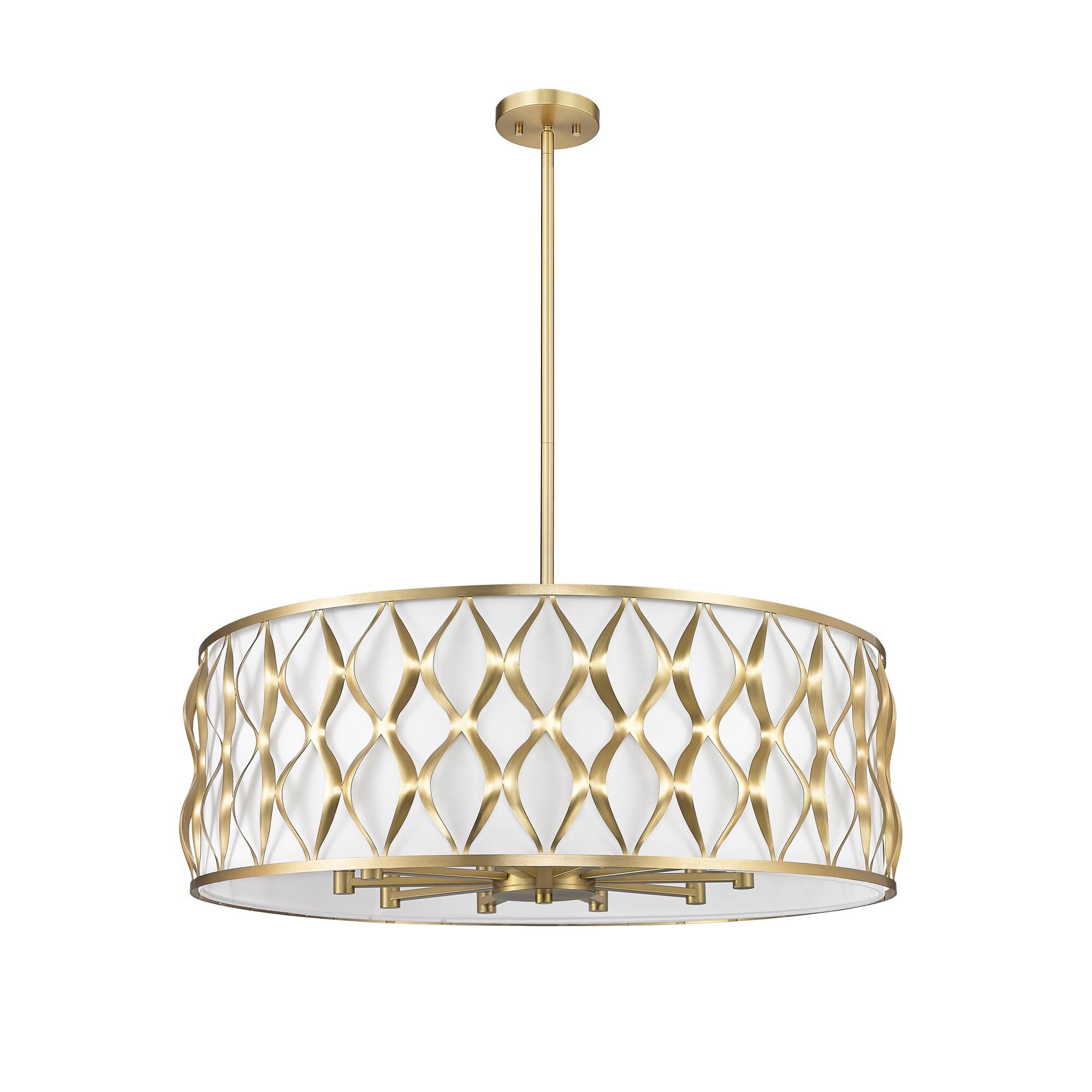 Shown in Modern Gold finish and White glass