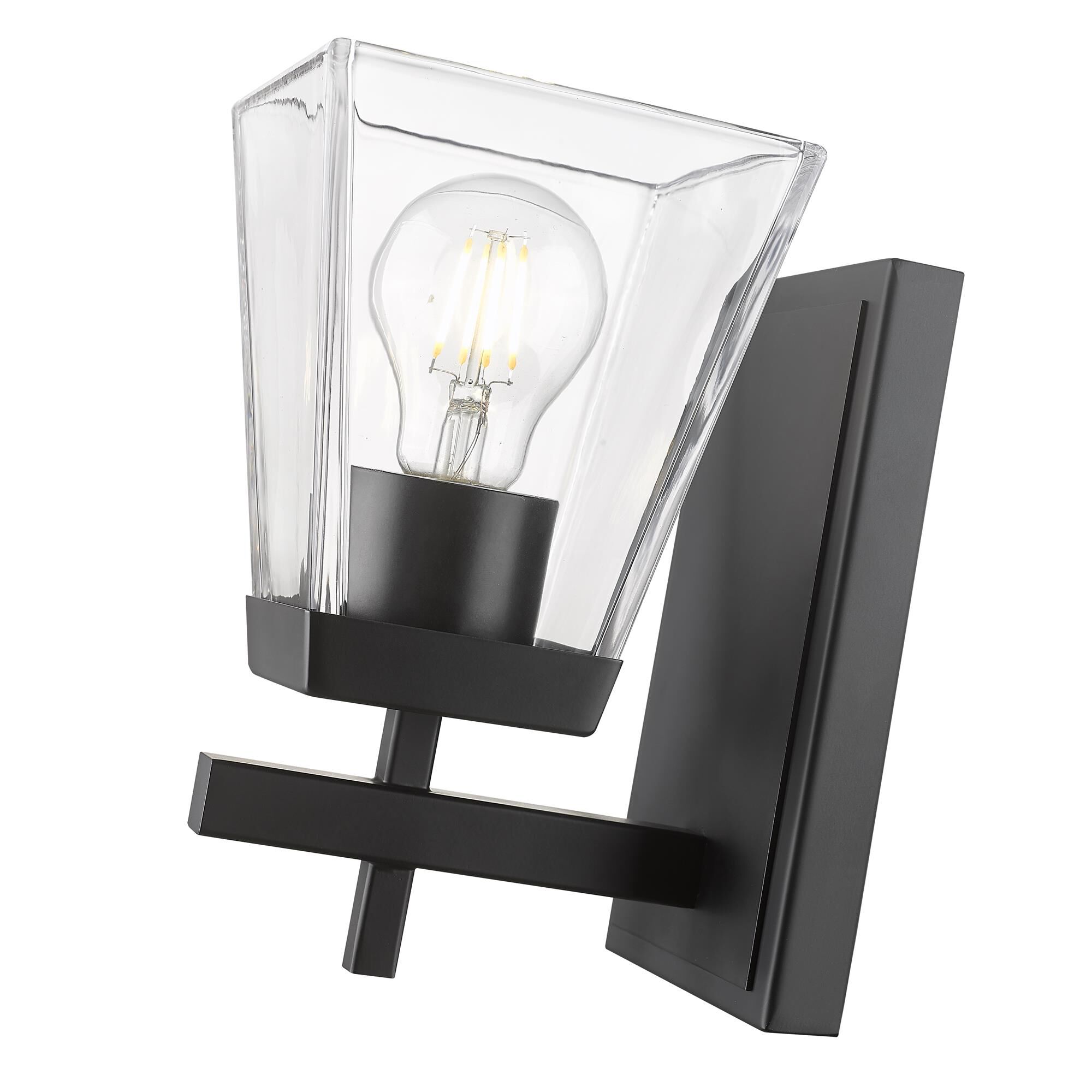 Shown in Matte Black finish and Clear glass