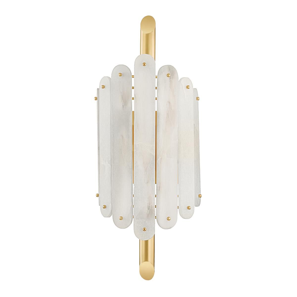 Shown in Vintage Polished Brass finish and White glass