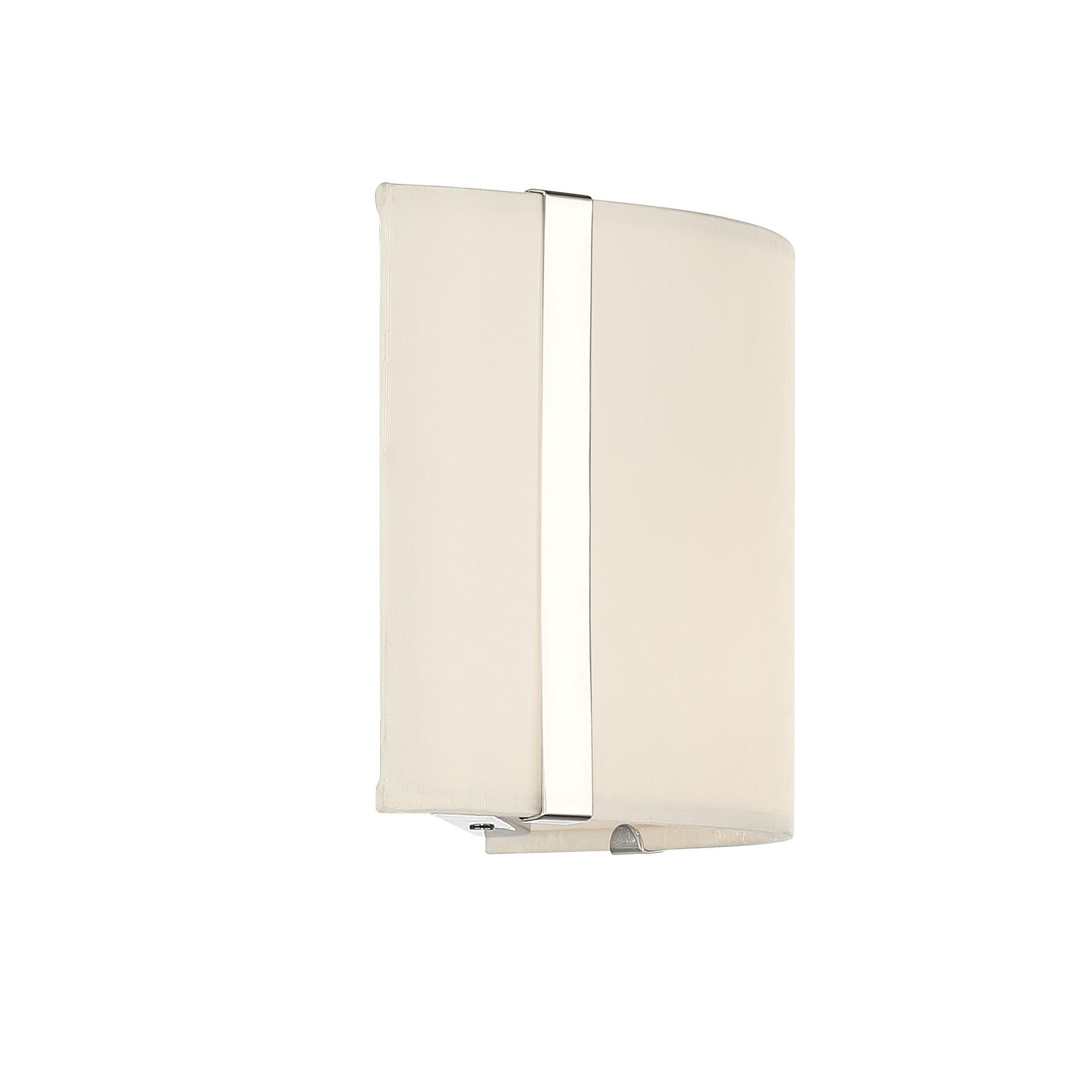 Shown in Polished Nickel finish and Fabric glass and White shade