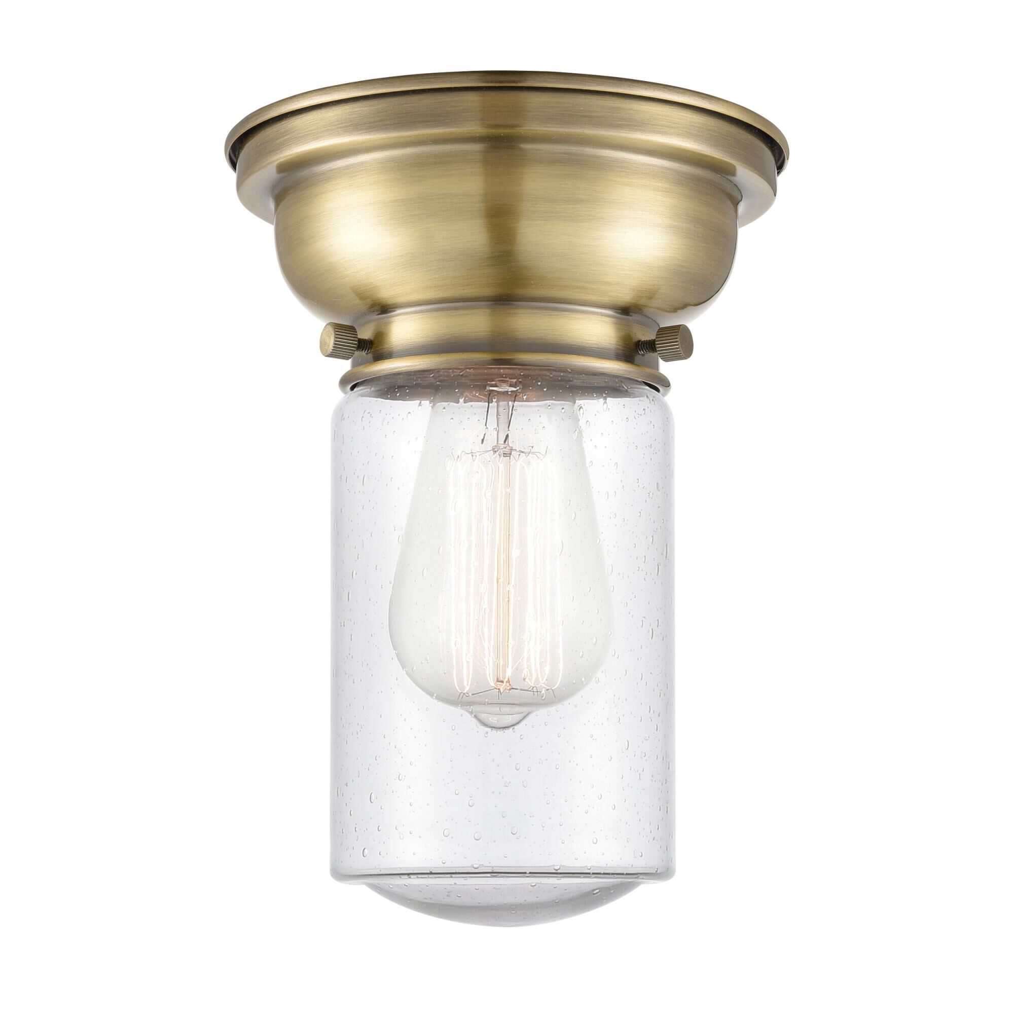 Shown in Antique Brass finish and Schoolhouse glass and Glass shade