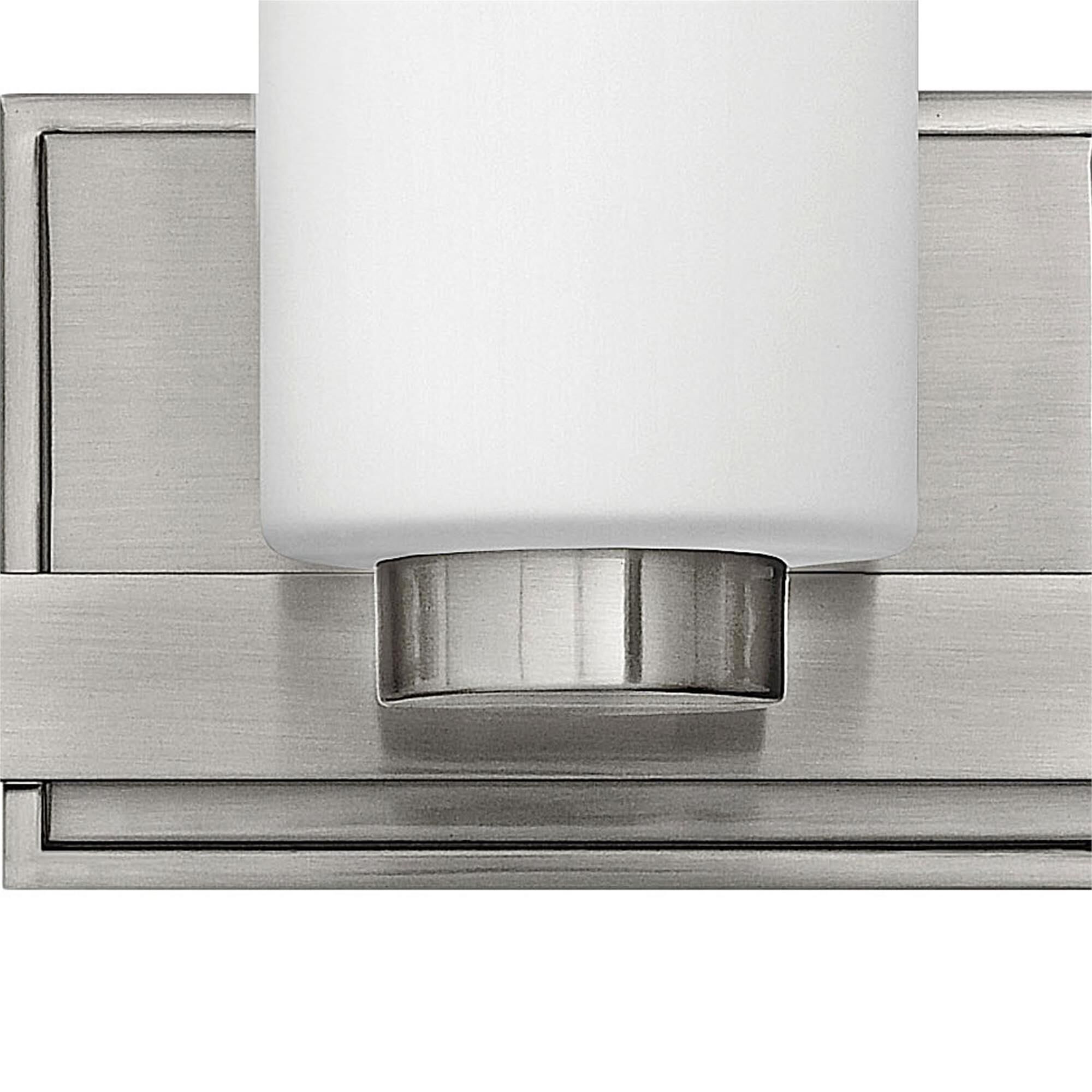 Shown in Brushed Nickel finish and White Etched glass