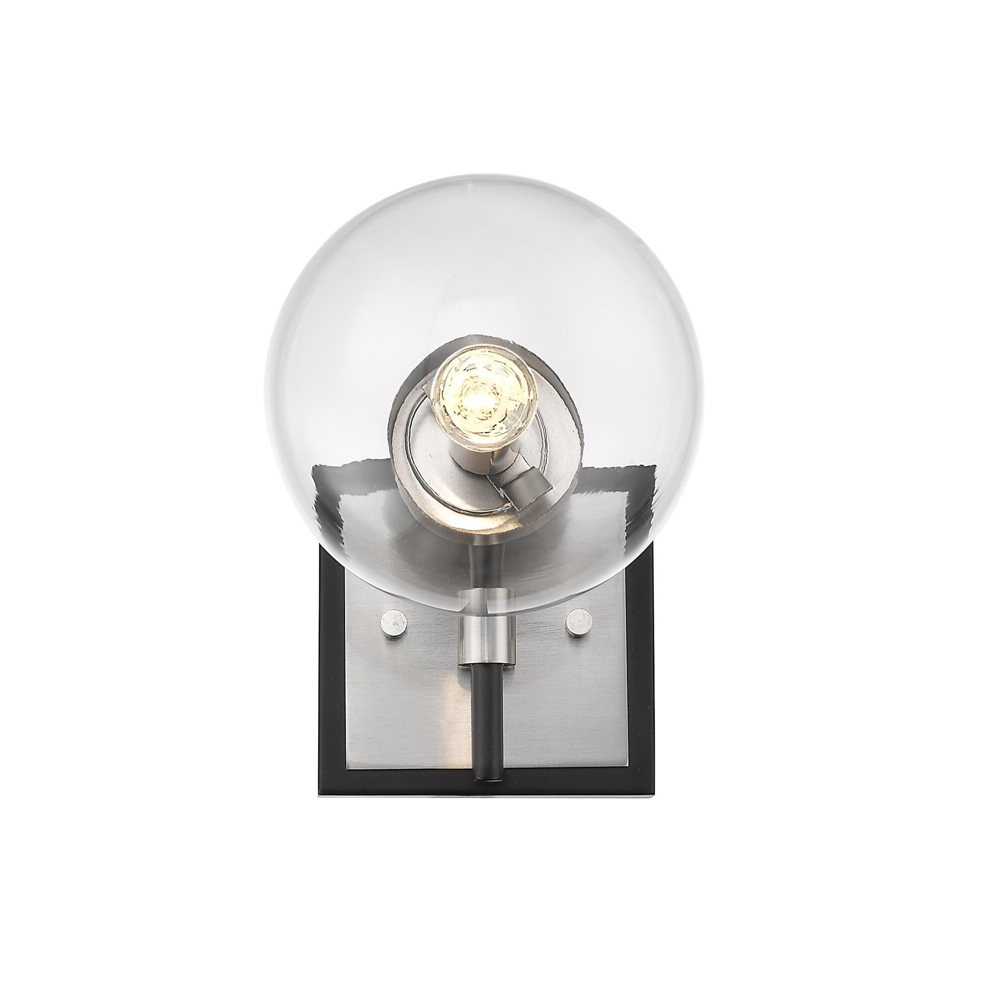 Shown in Matte Black + Brushed Nickel finish and Glass shade