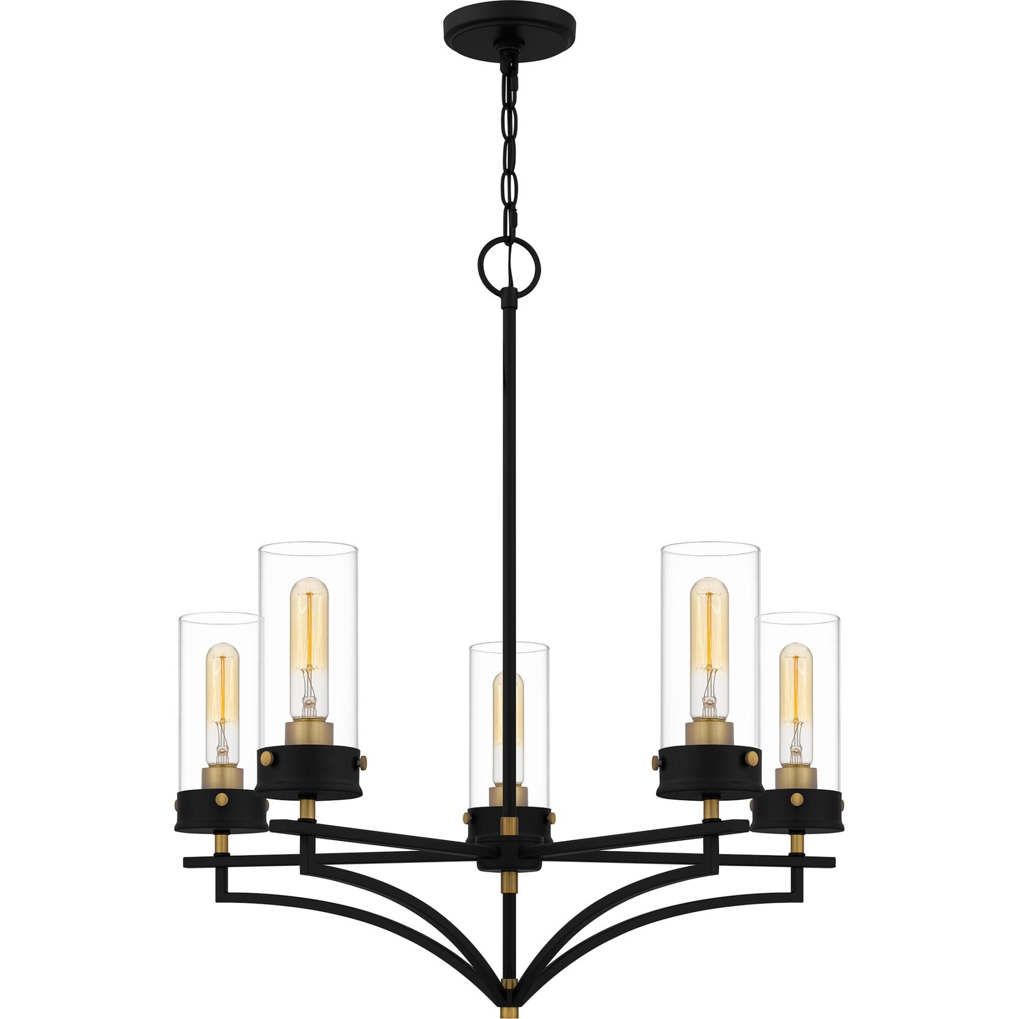 Shown in Matte Black finish and Clear Glass shade