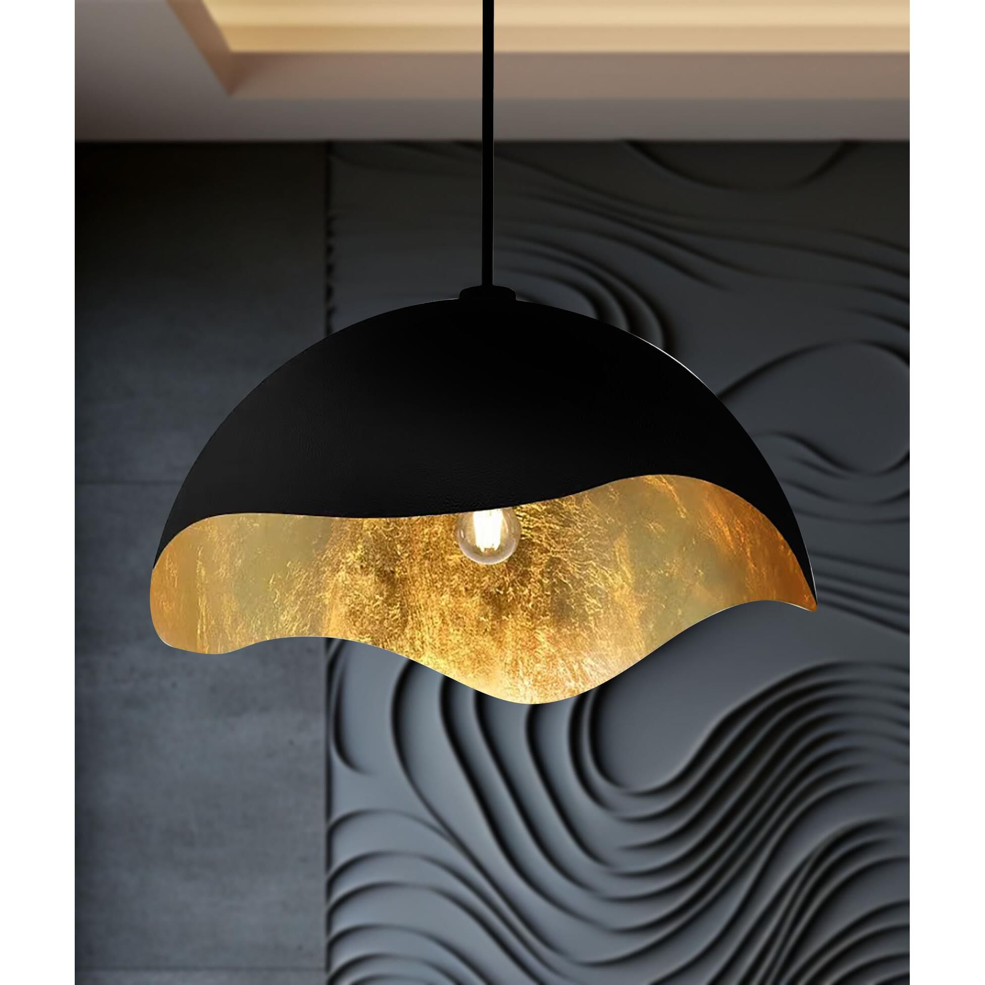 Shown in Textured Black with Gold Leaf Inside finish