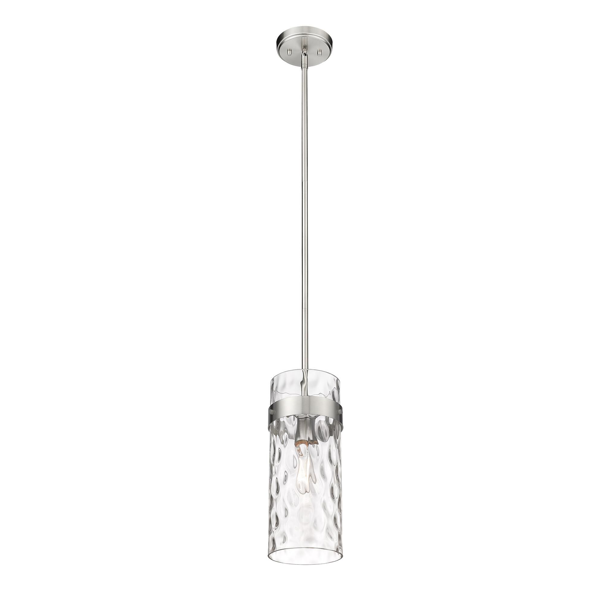 Shown in Brushed Nickel finish and Glass shade