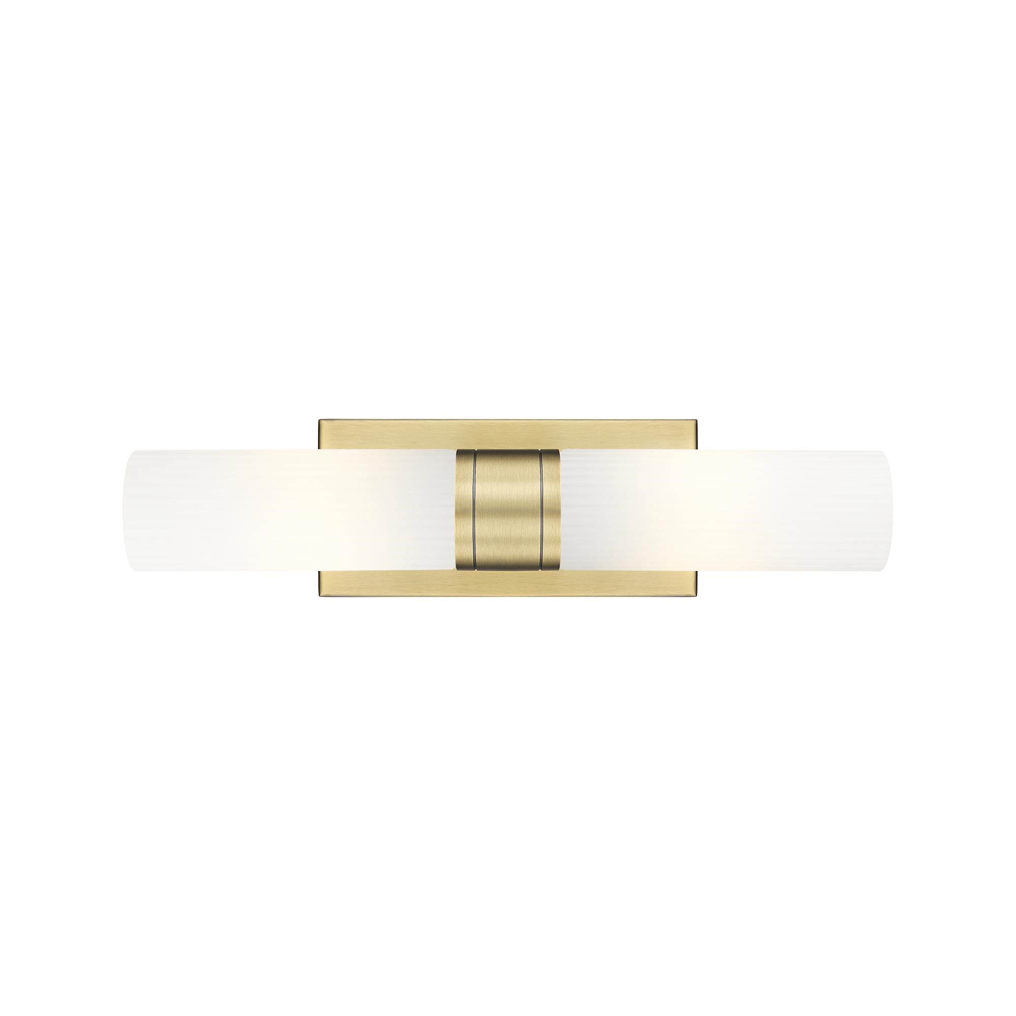 Shown in Brushed Brass finish and Striped White glass