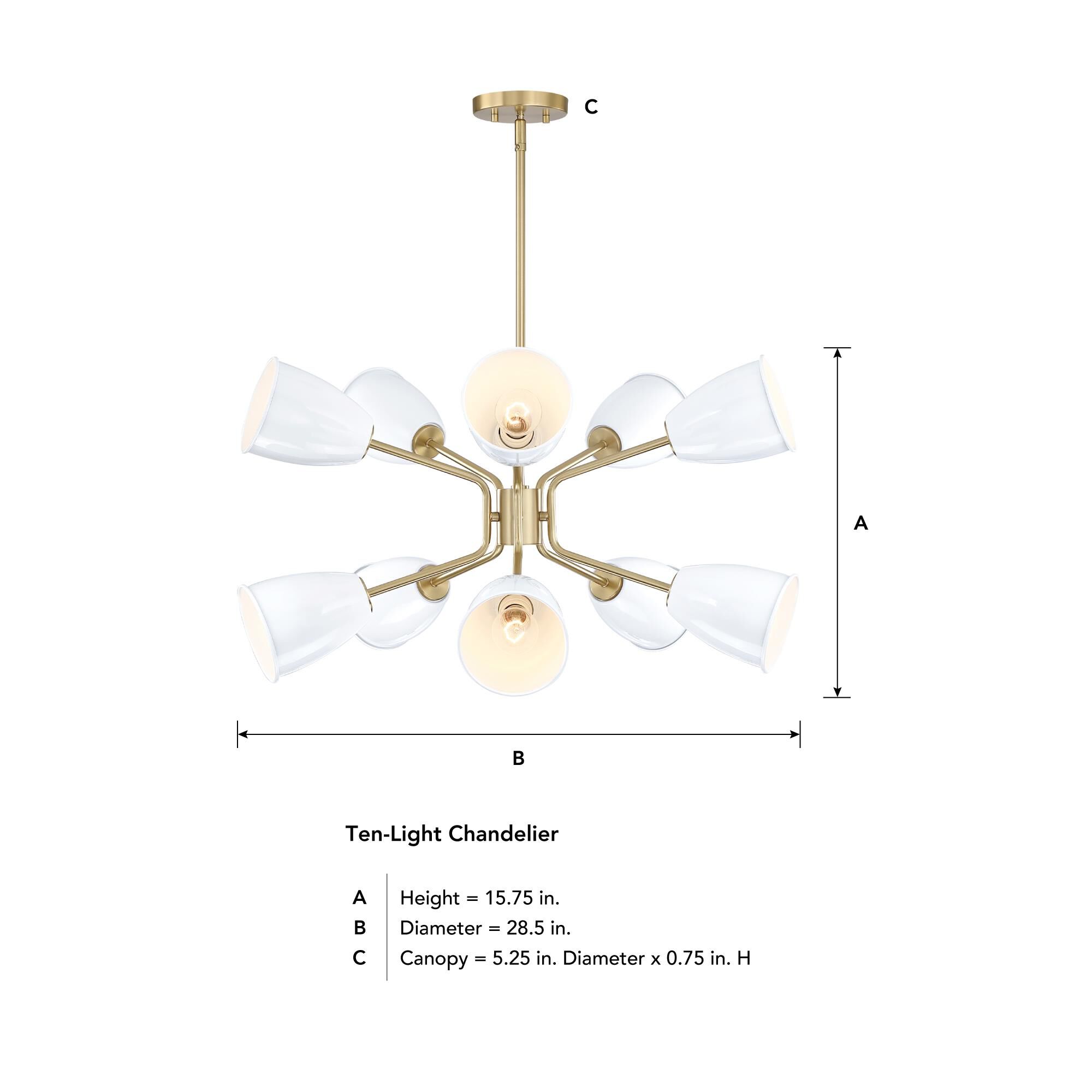 Biba 28 Inch 10 Light Chandelier by Designers Fountain