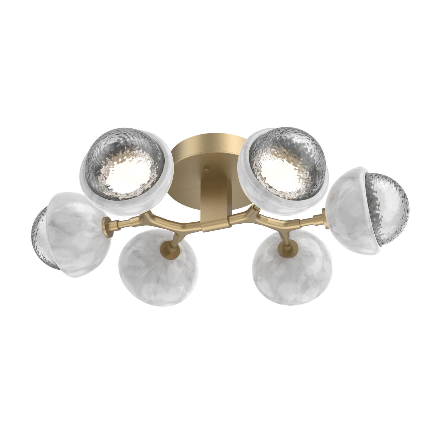 Shown in Novel Brass finish and Clear glass and White Marble accent