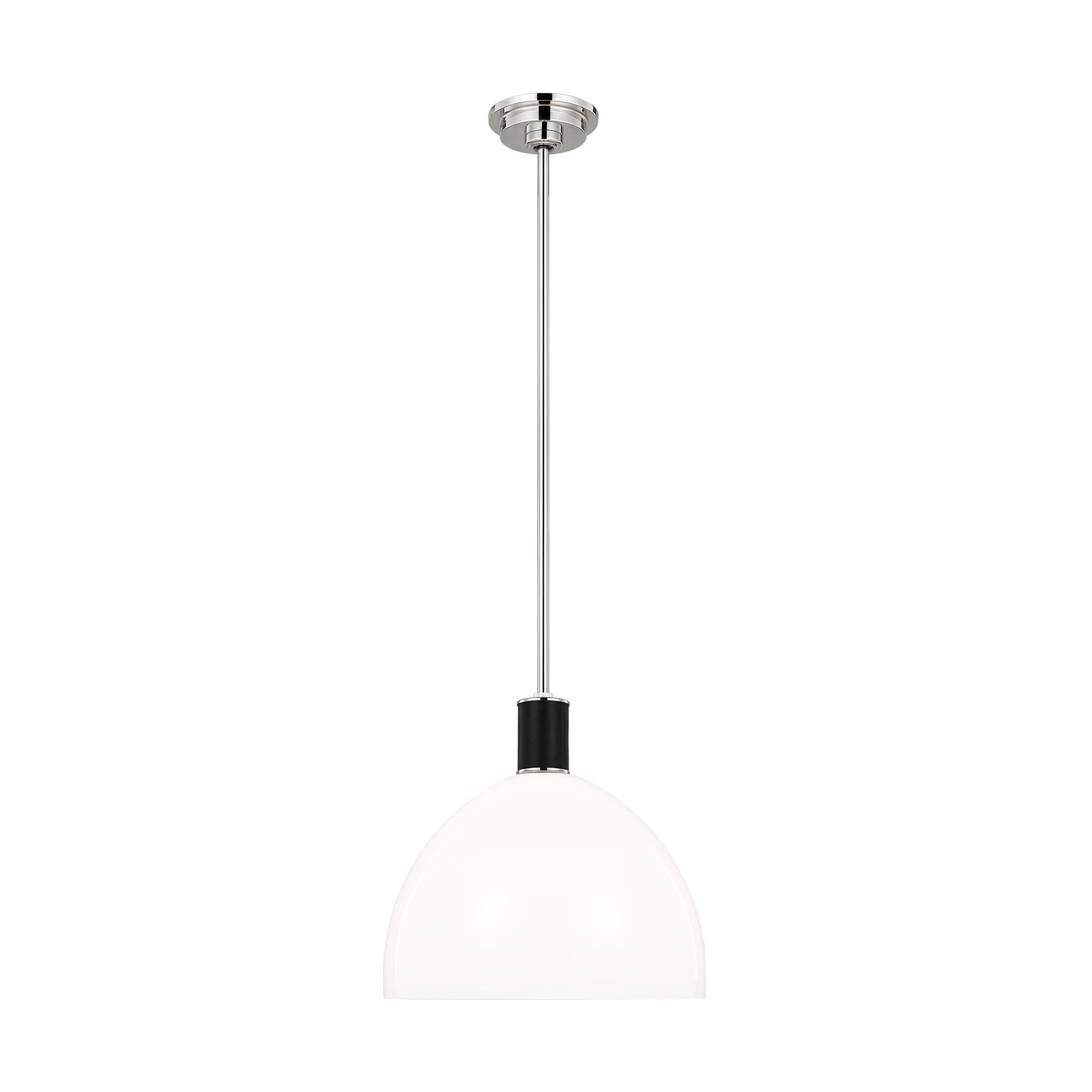 Shown in Polished Nickel finish and Milk White glass