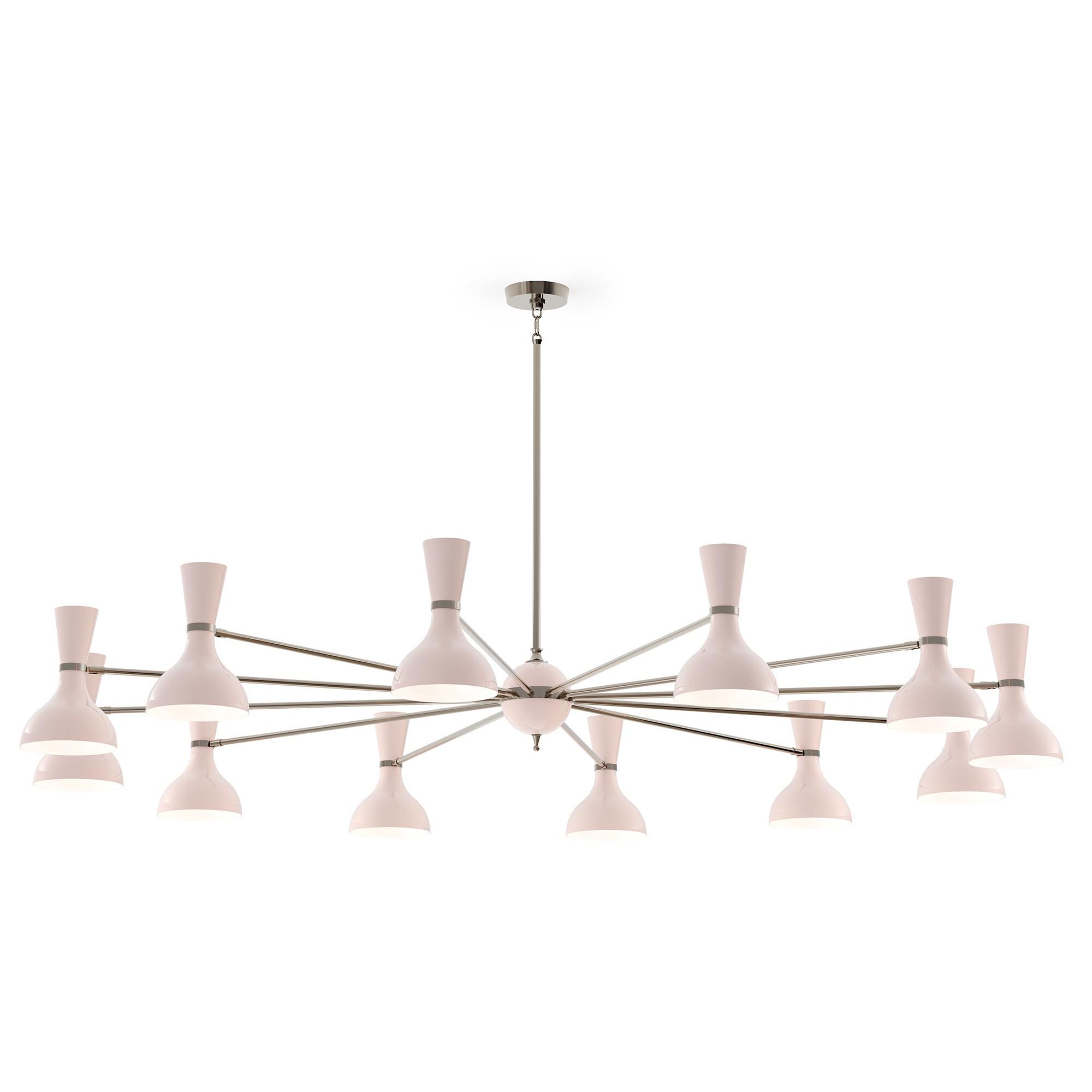 Shown in Polished Nickel finish and Rose Water shade
