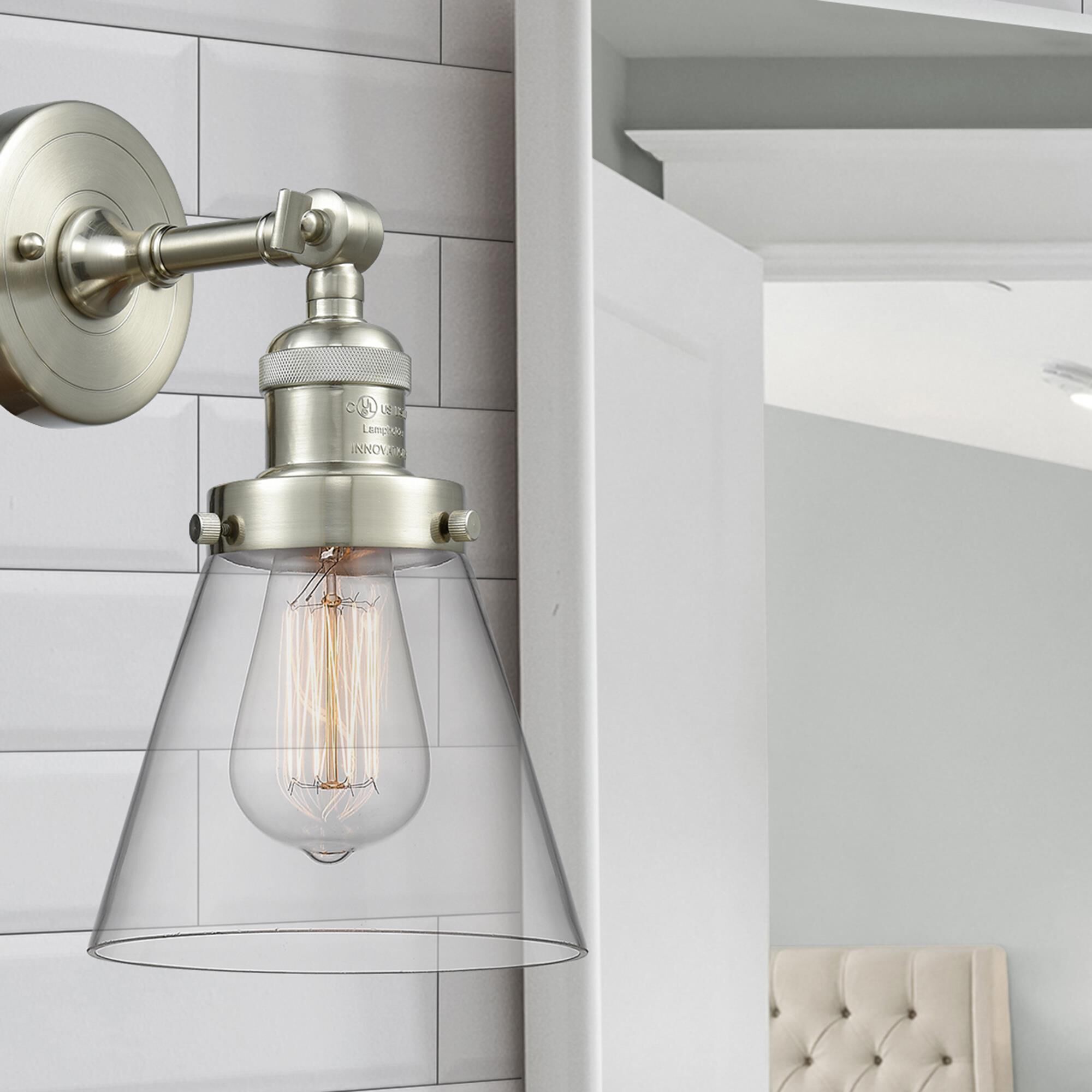 Shown in Brushed Satin Nickel finish and Clear glass