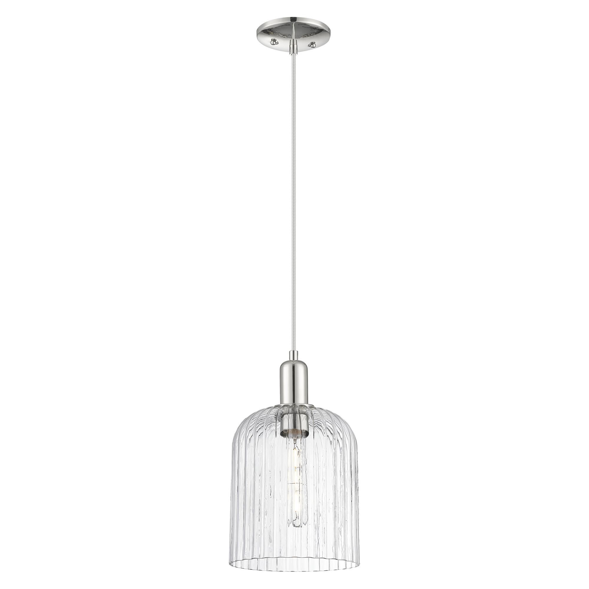 Shown in Polished Nickel finish and Clear glass