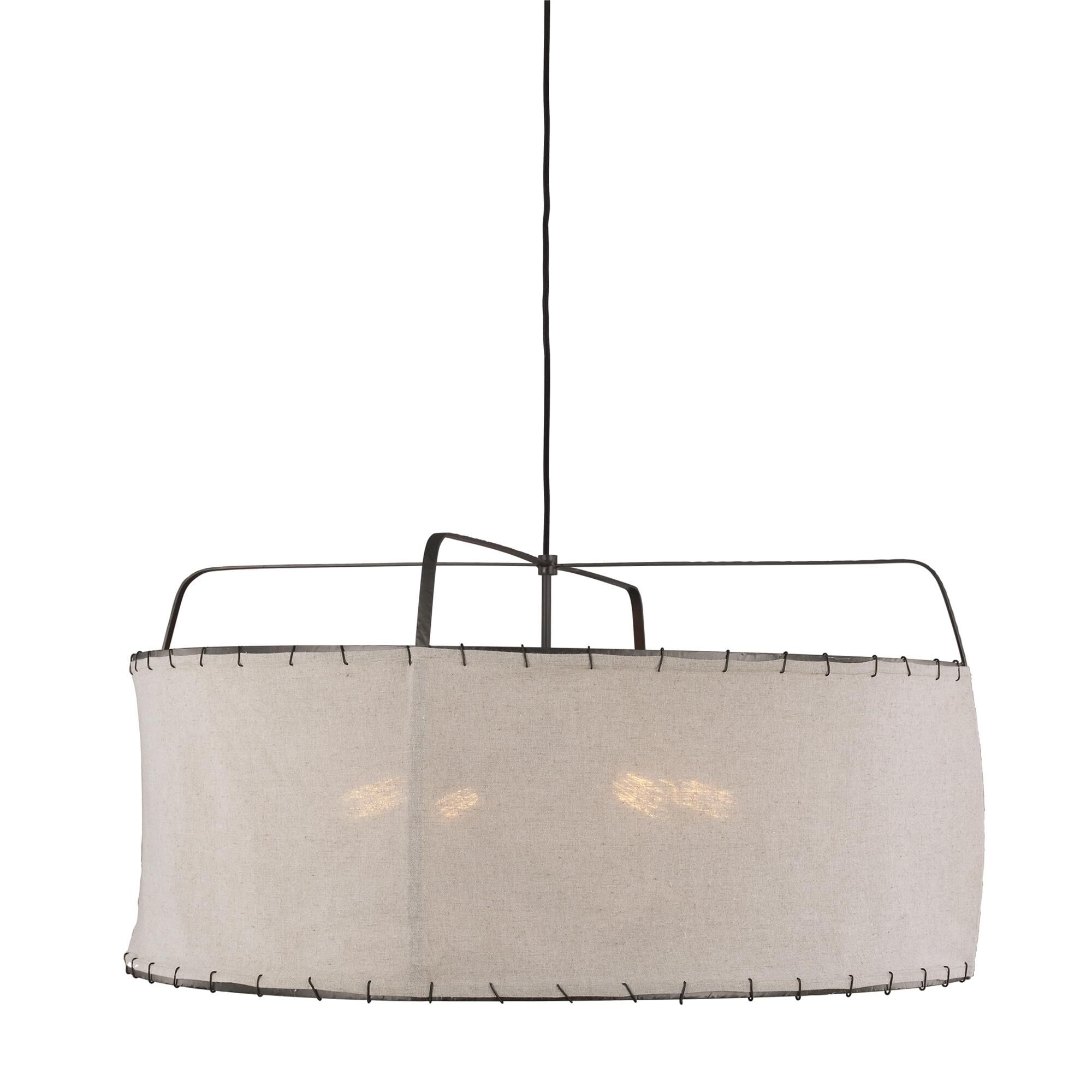 Shown in Aged Iron finish and Natural Linenfabric shade