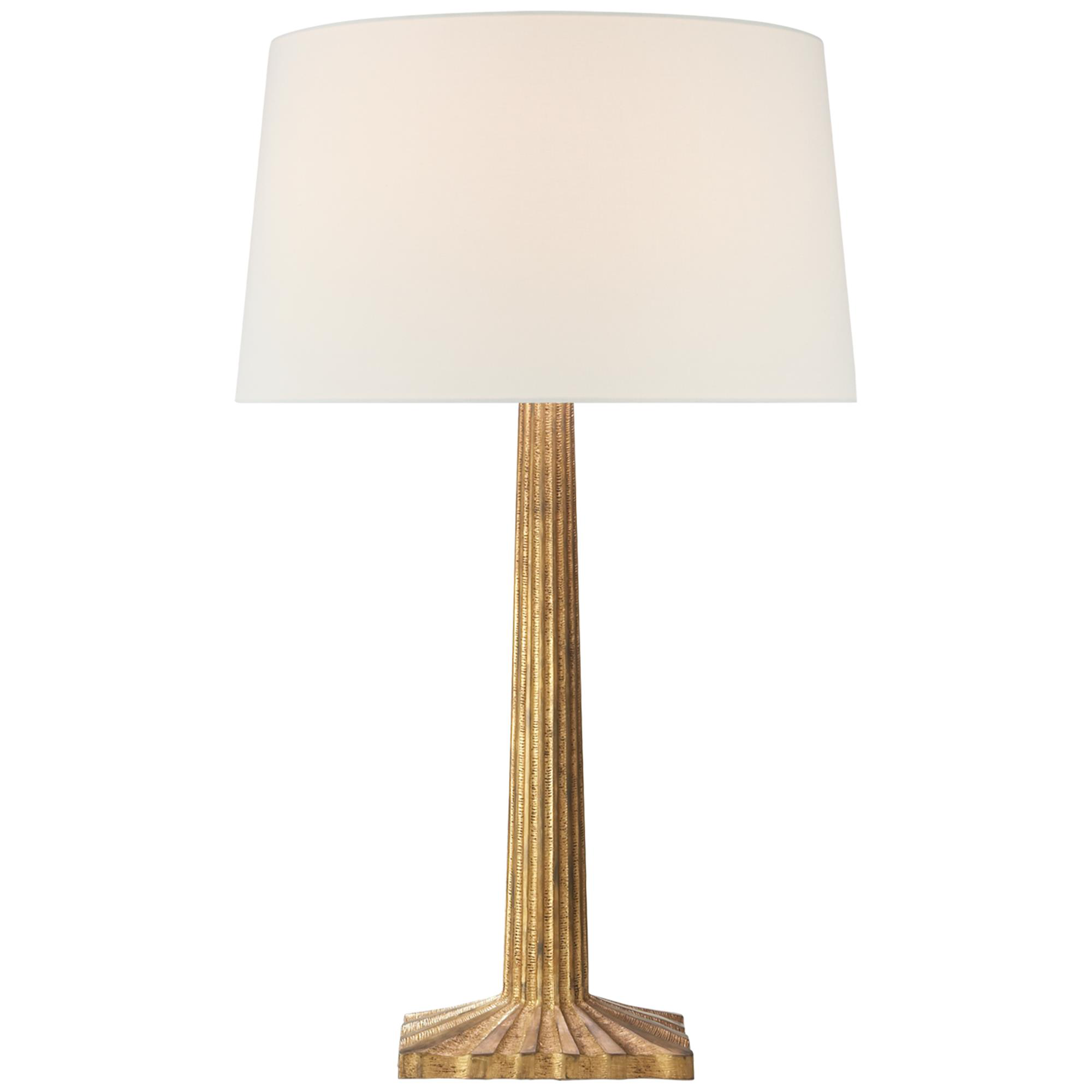 Shown in Gilded Iron finish and Linen shade