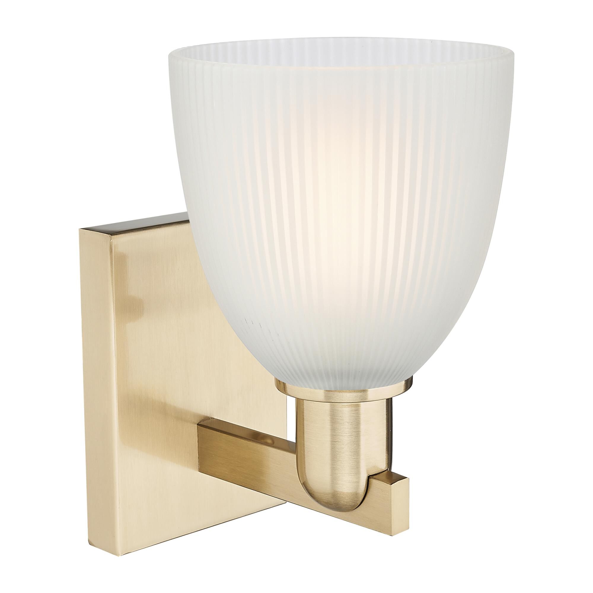 Shown in Champagne Bronze finish and White glass