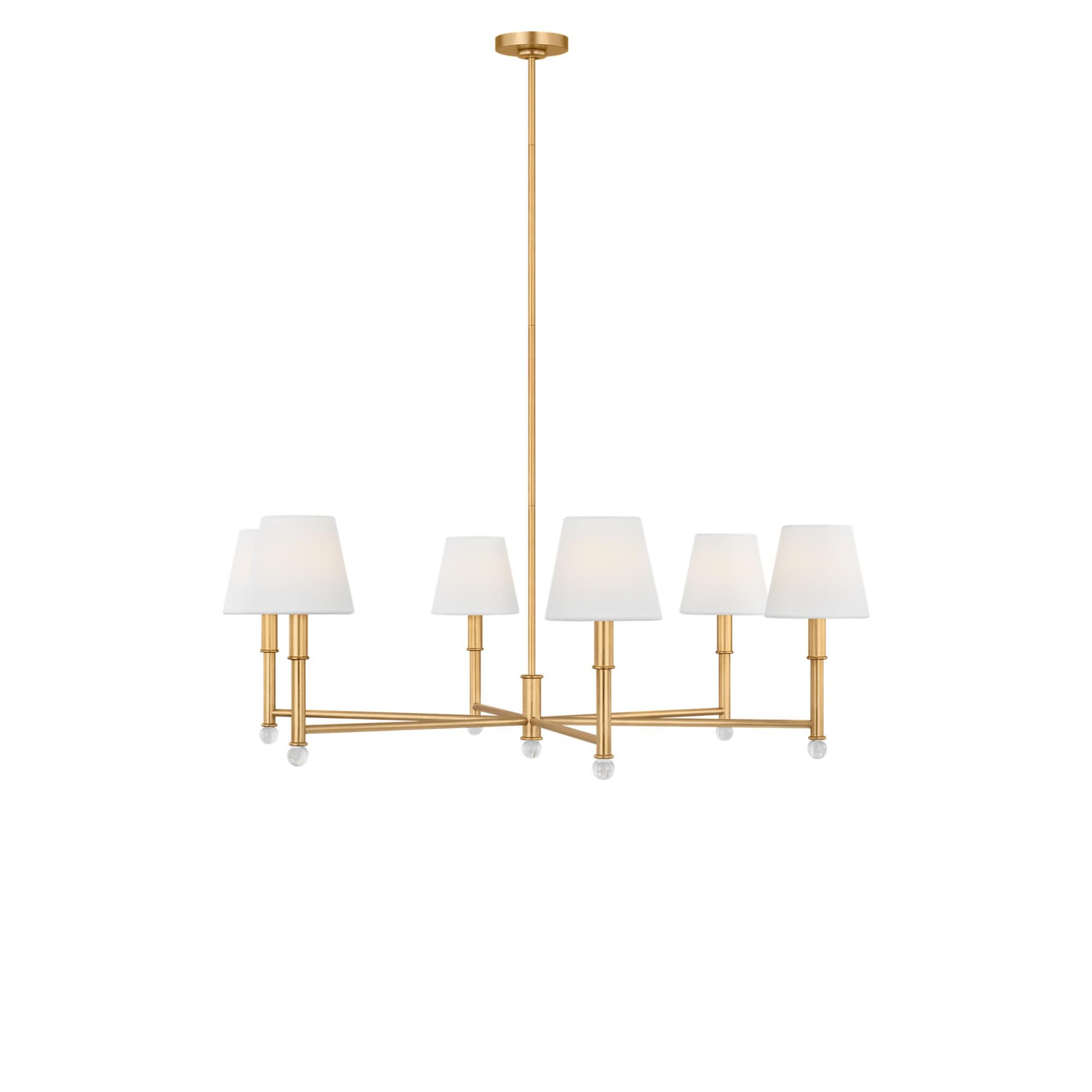 Shown in Gild finish and White Linen Fabric shade