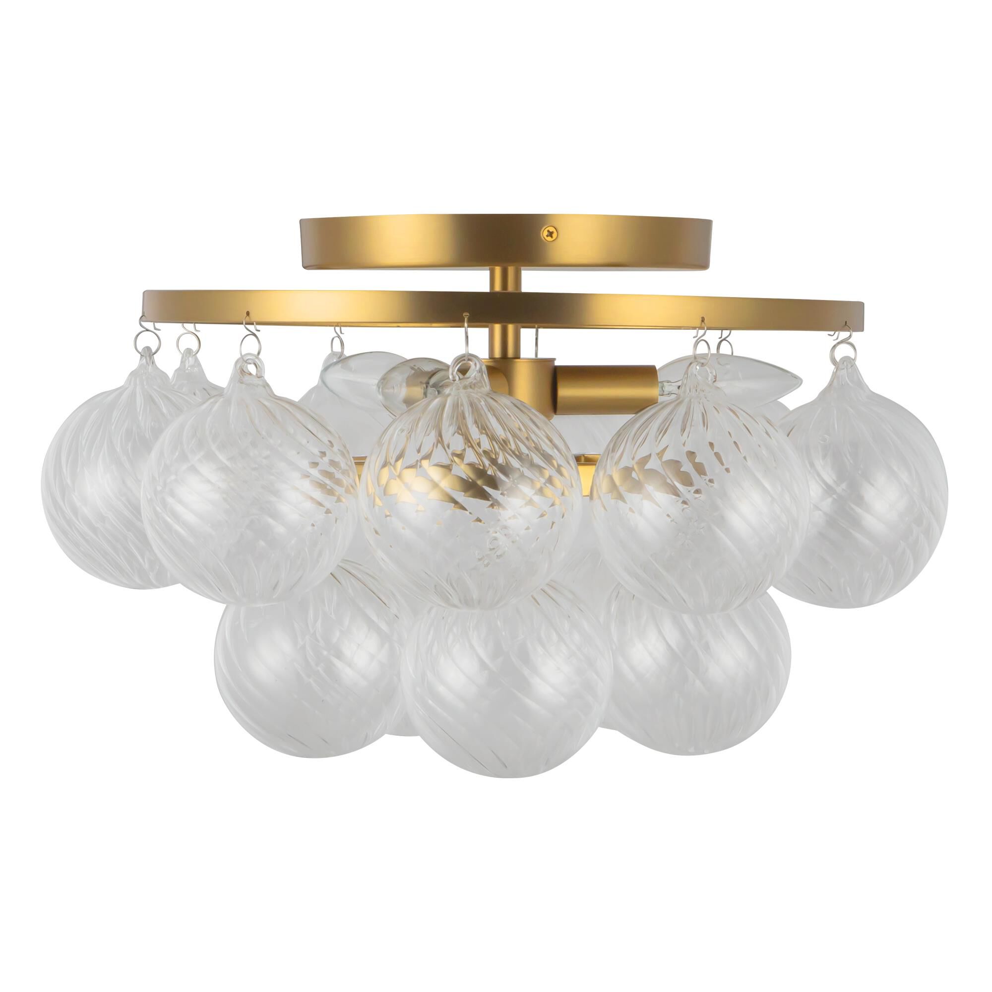 Shown in Brushed Gold finish and Clear Ribbed glass