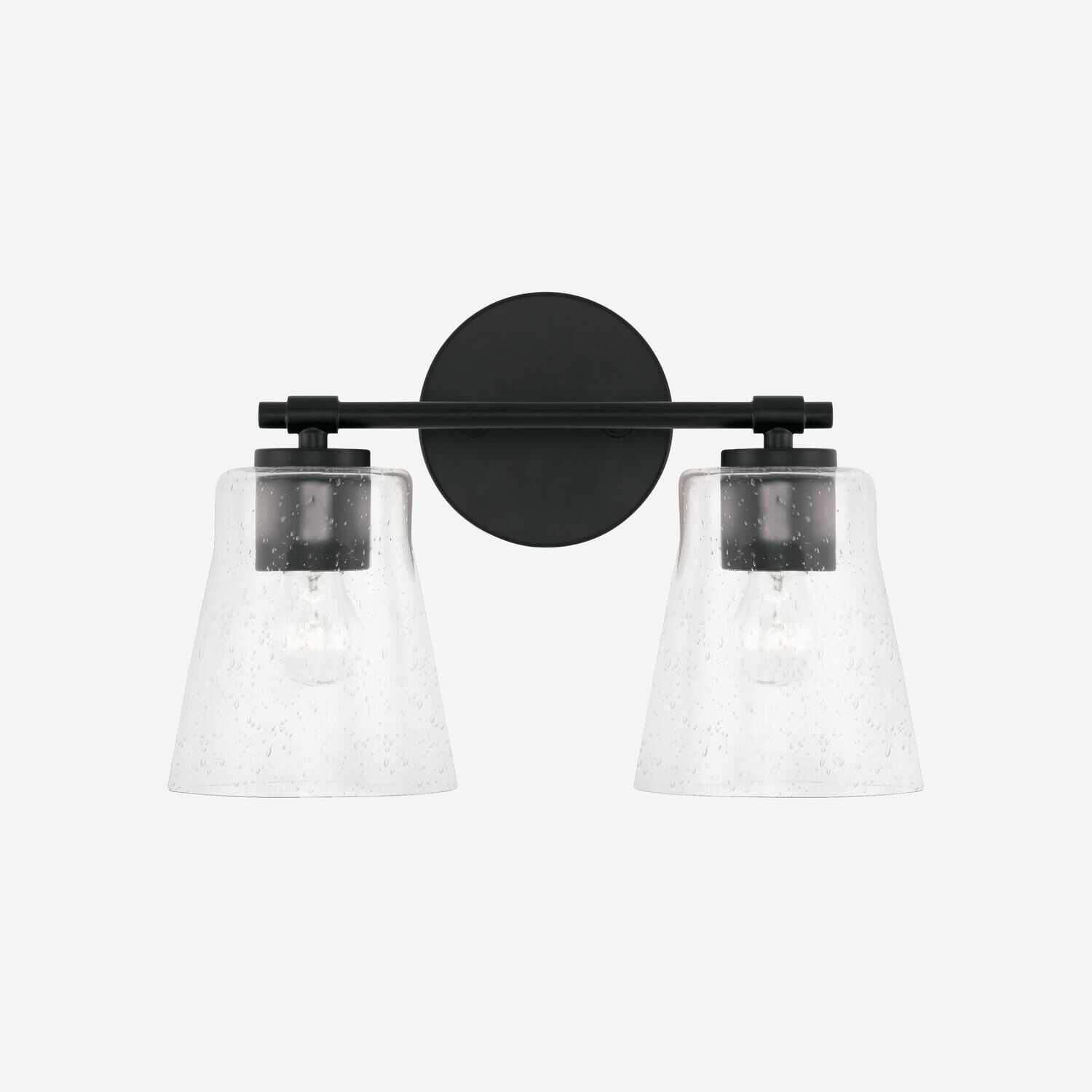 Shown in Matte Black finish and Clear Seeded glass