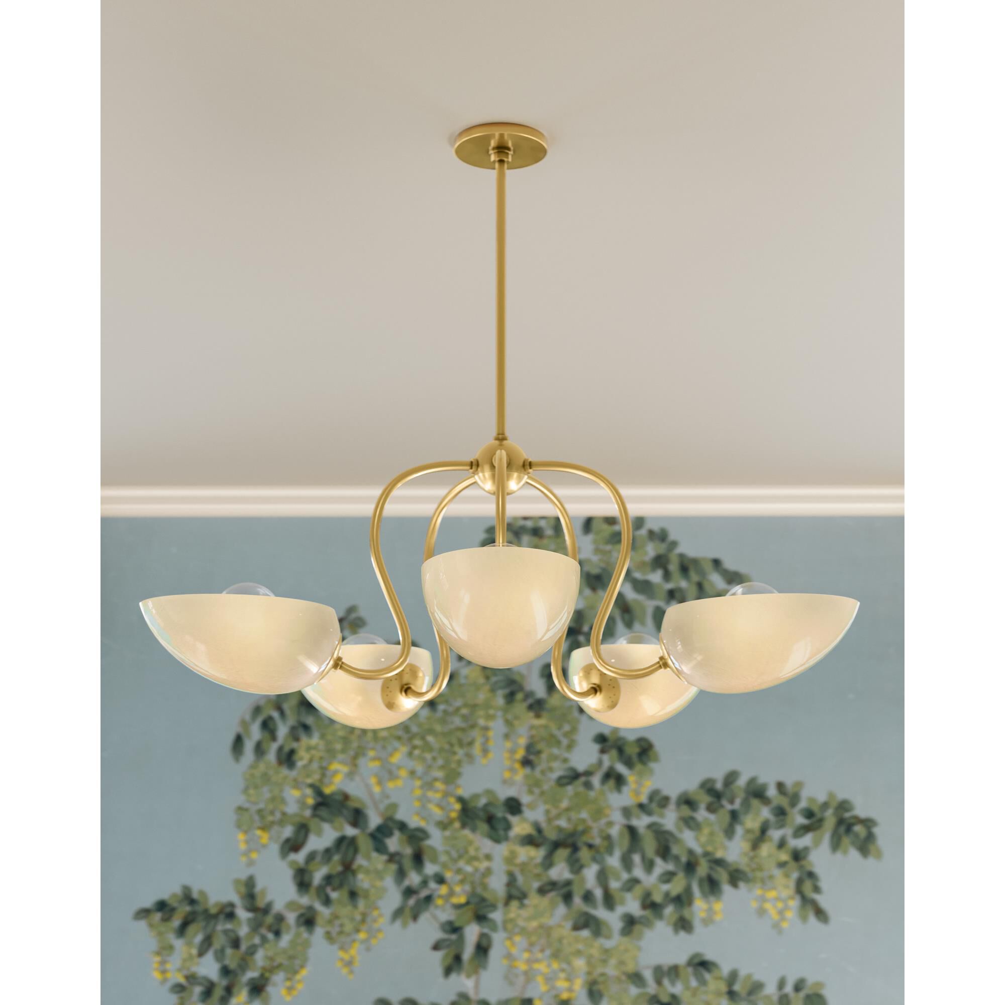 Shown in Aged Brass finish and Cloud glass