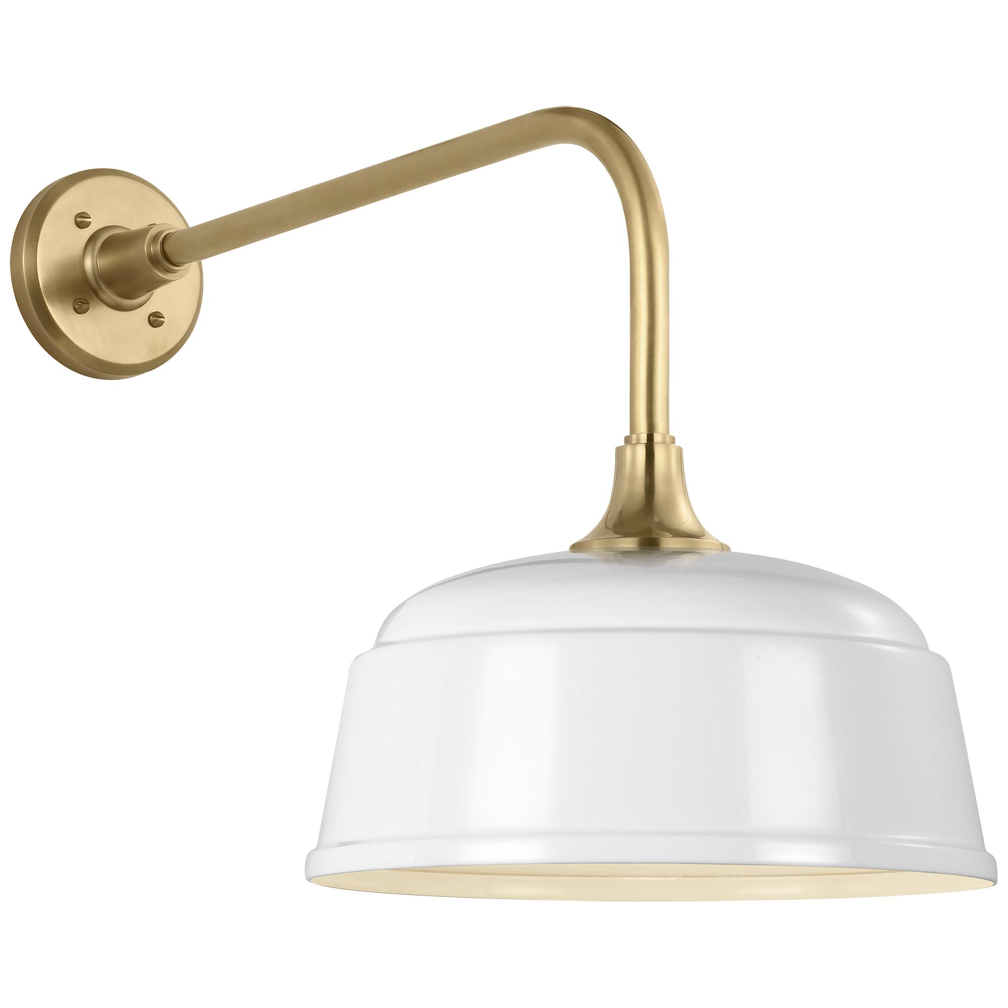 Shown in Hand-Rubbed Antique Brass finish and White Rockhouse shade