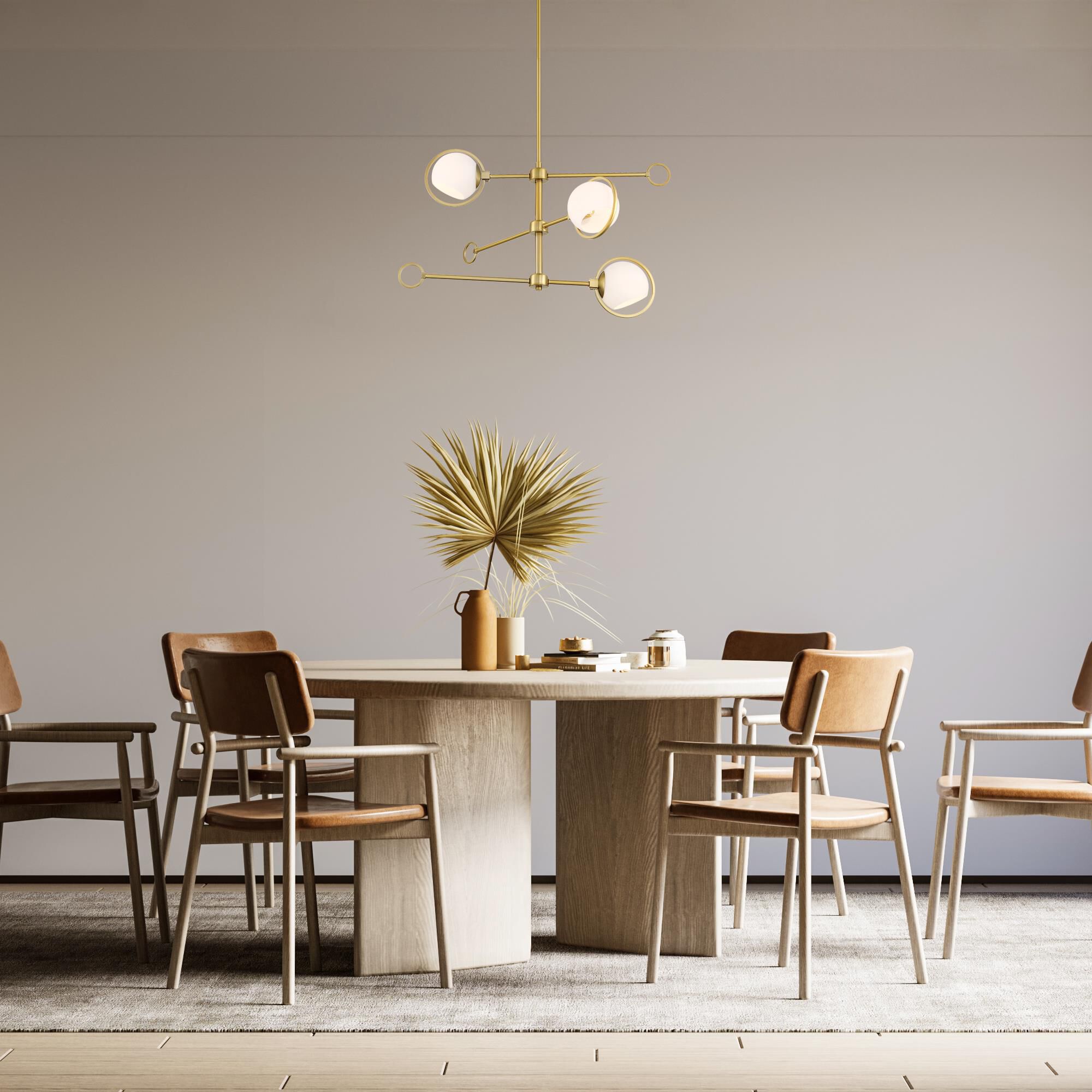 Shown in Brushed Gold finish and Etched Opal glass