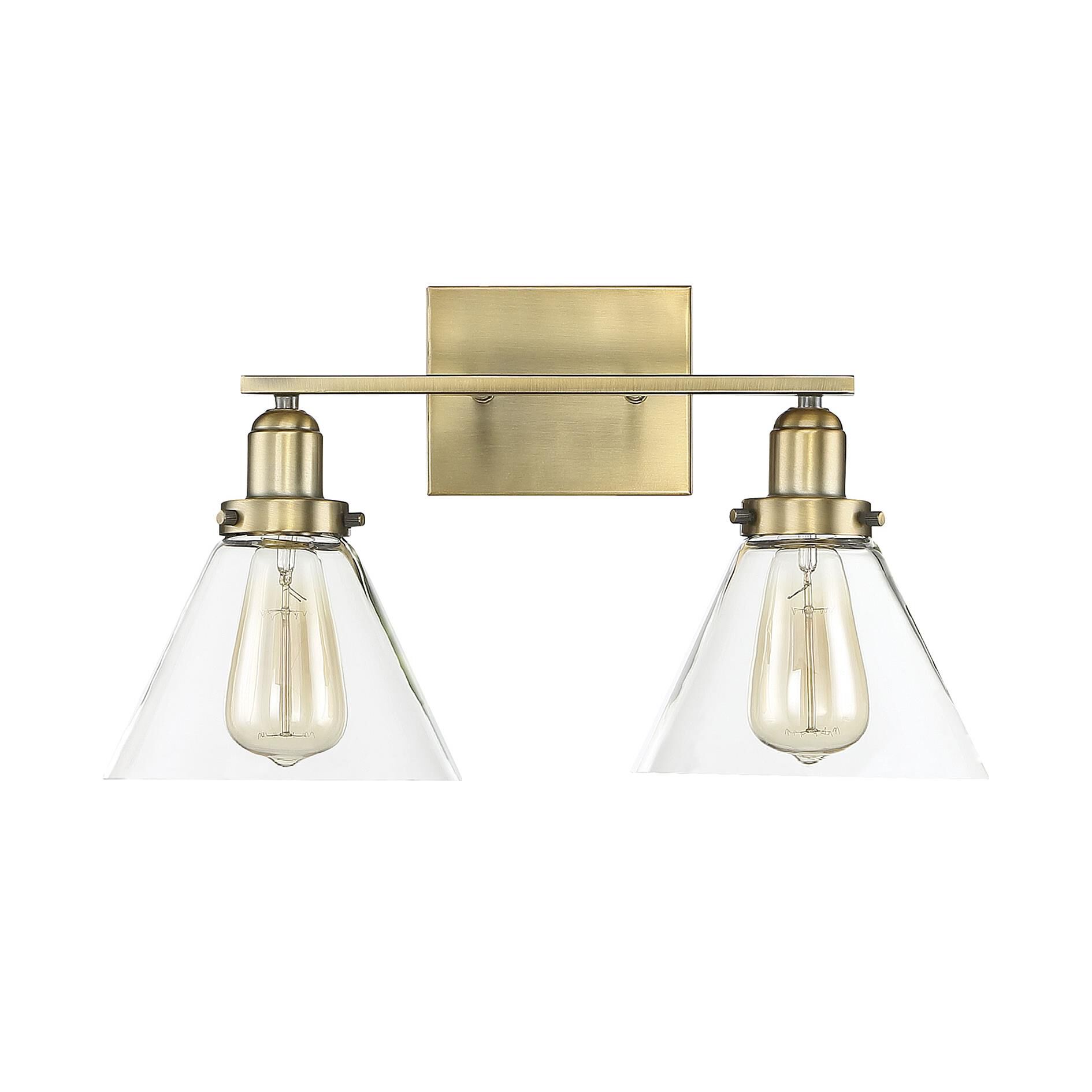 Shown in Warm Brass finish and Clear glass