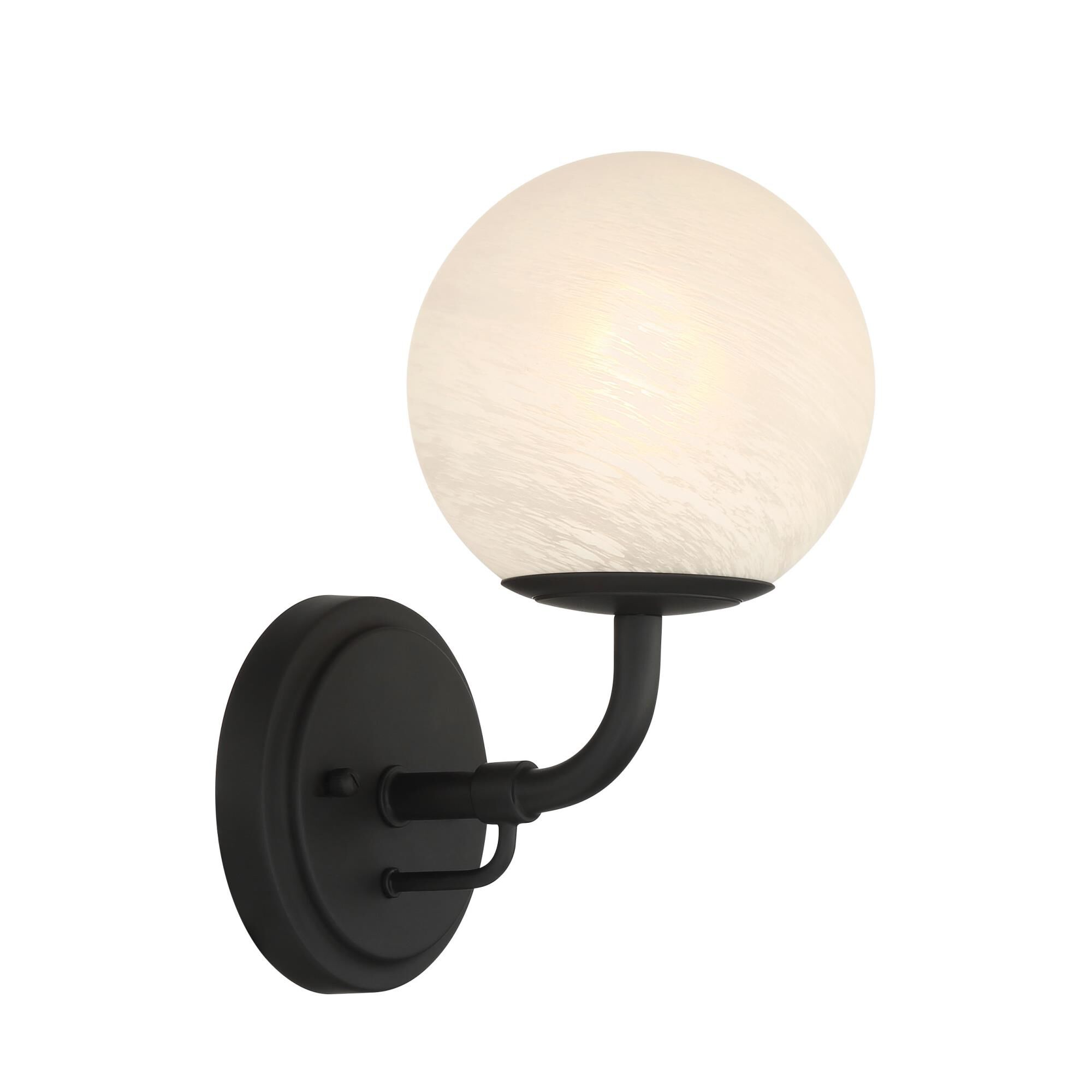 Shown in Dark Matte Black finish and White glass and Etched Alabaster Glass shade