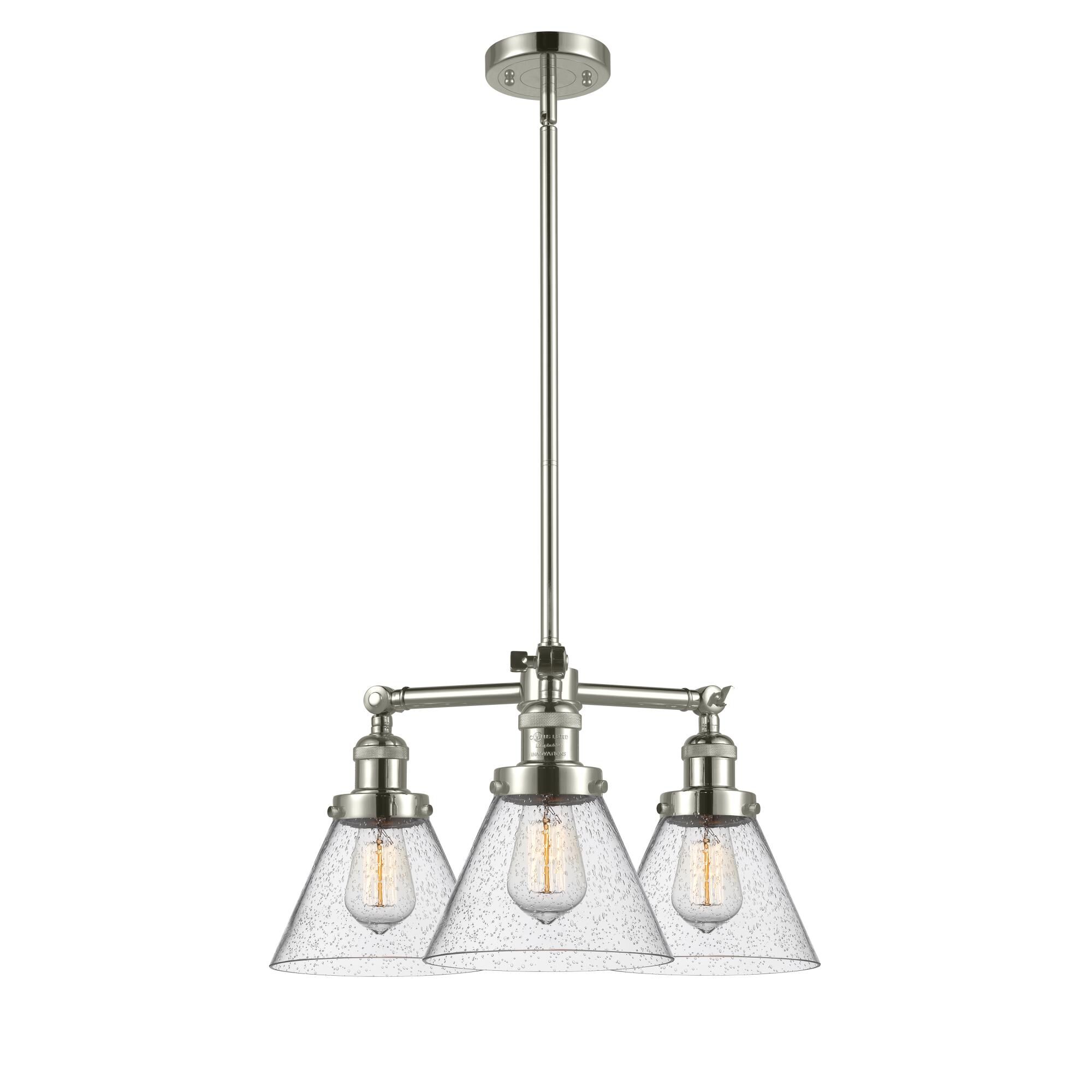 Bruno Marashlian Large Cone 22 Inch 3 Light LED Mini Chandelier by Innovations Lighting