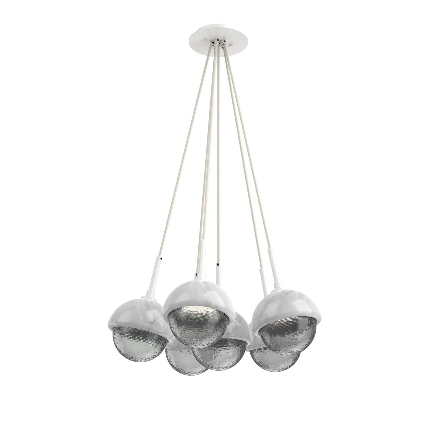 Shown in Salt White finish and Smoke glass and White Marble accent