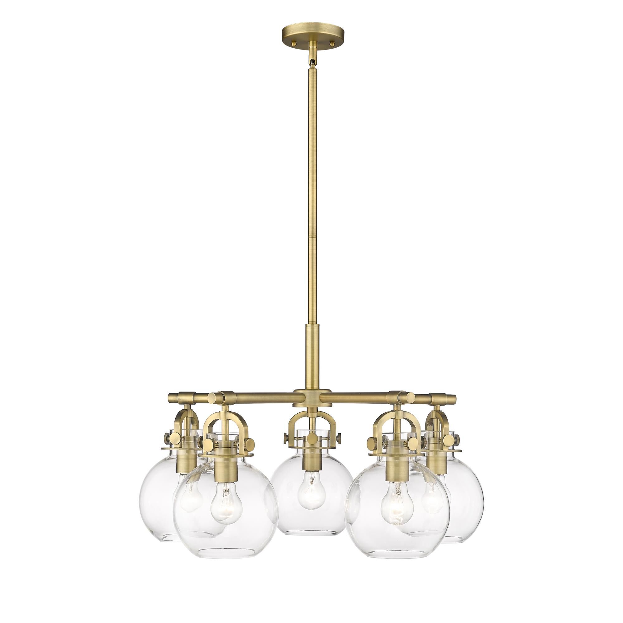 Shown in Brushed Brass finish and Clear glass