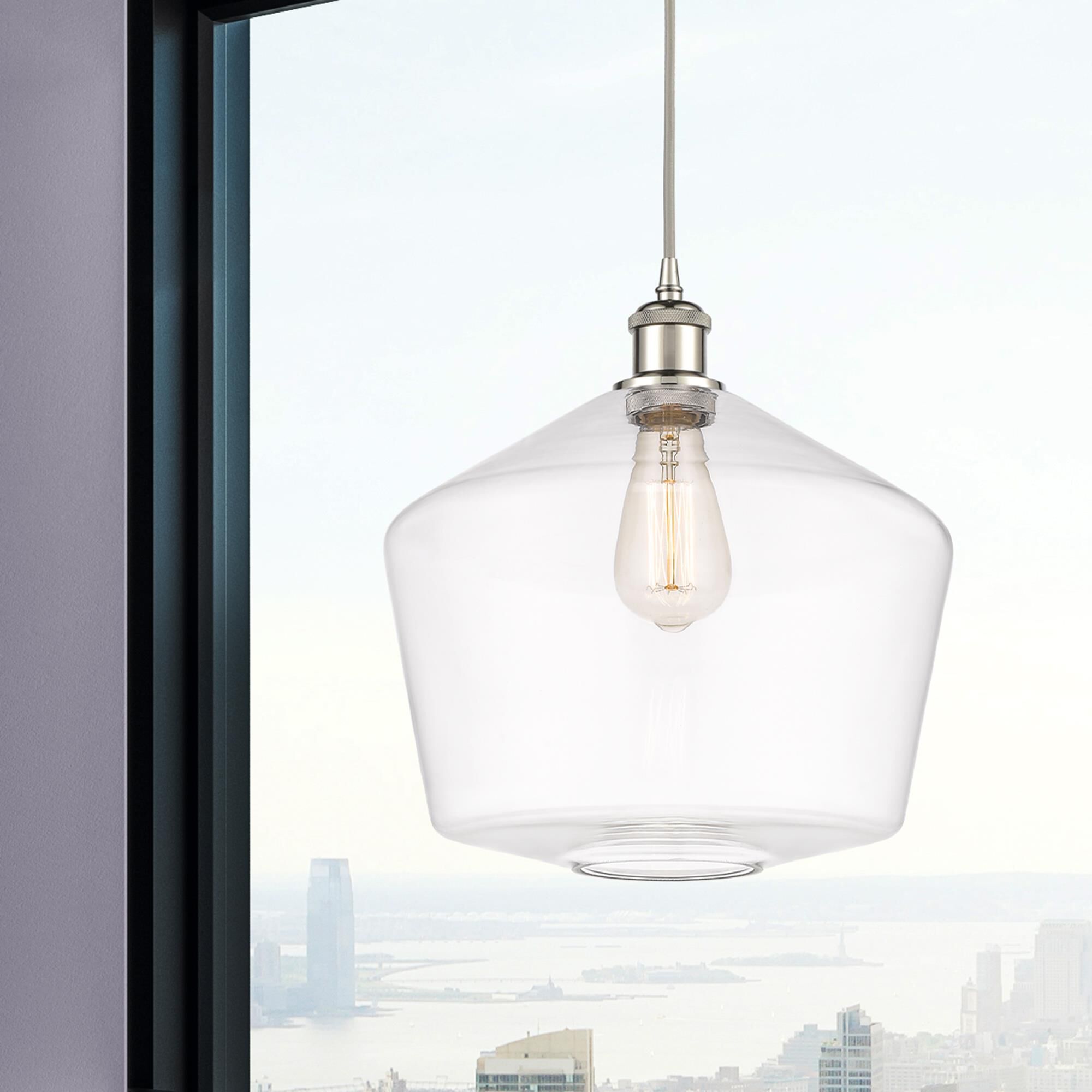 Shown in Polished Nickel finish and Clear glass