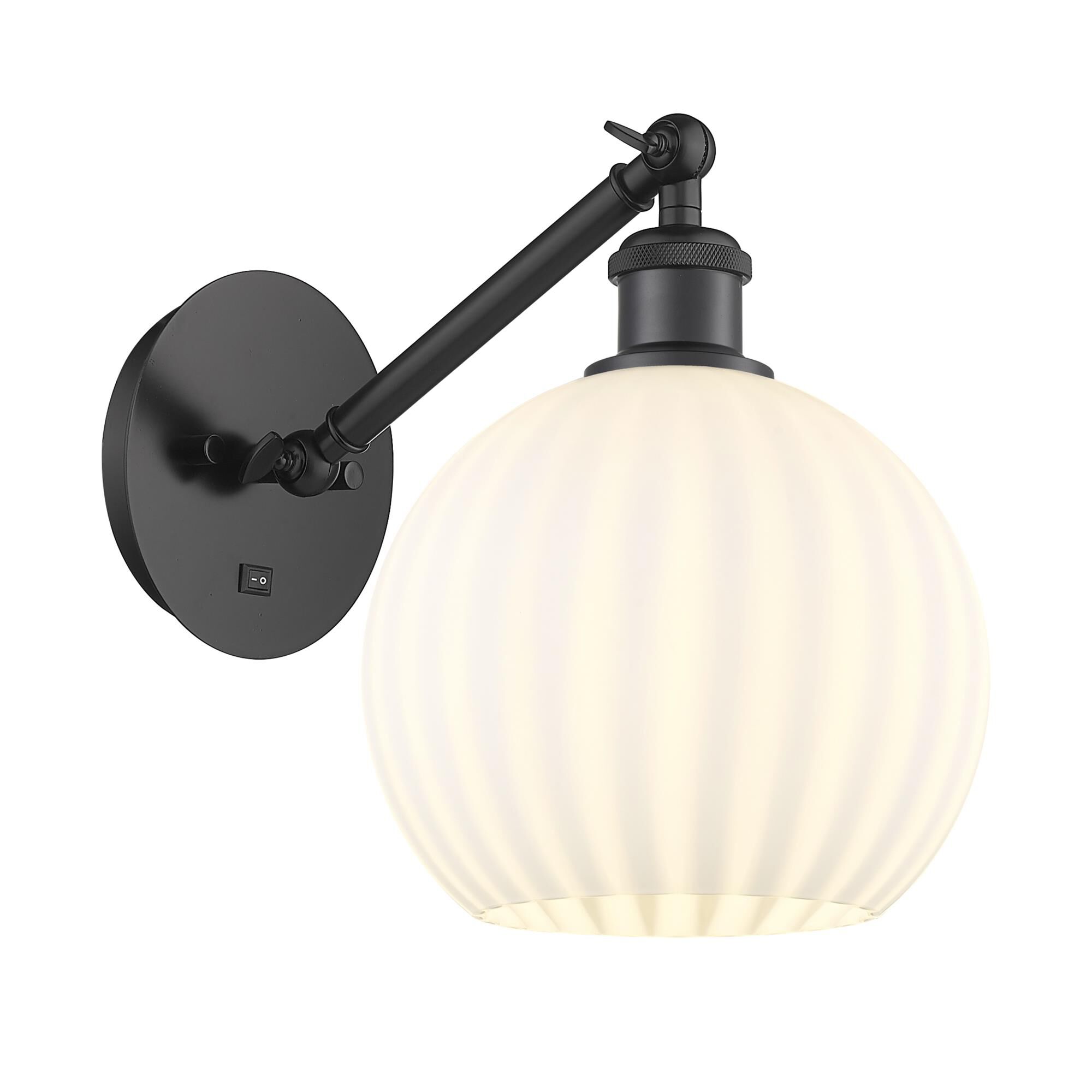 Shown in Matte Black finish and White Venetian glass