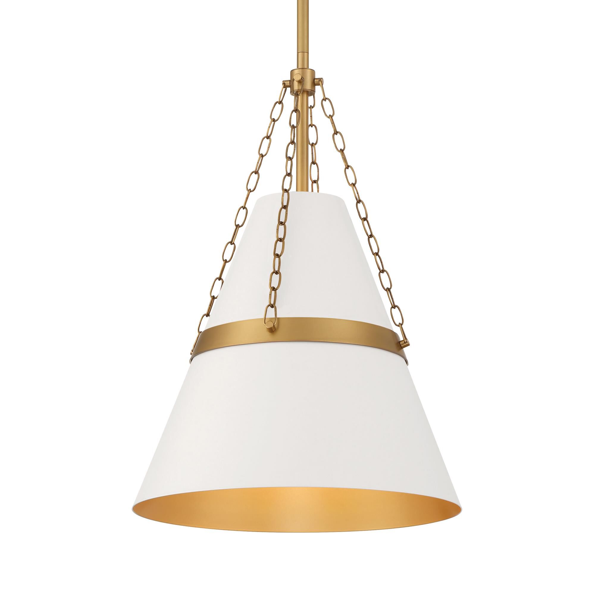 Shown in Legacy Brass & Off White Cream finish and Off White Cream glass and Steel shade