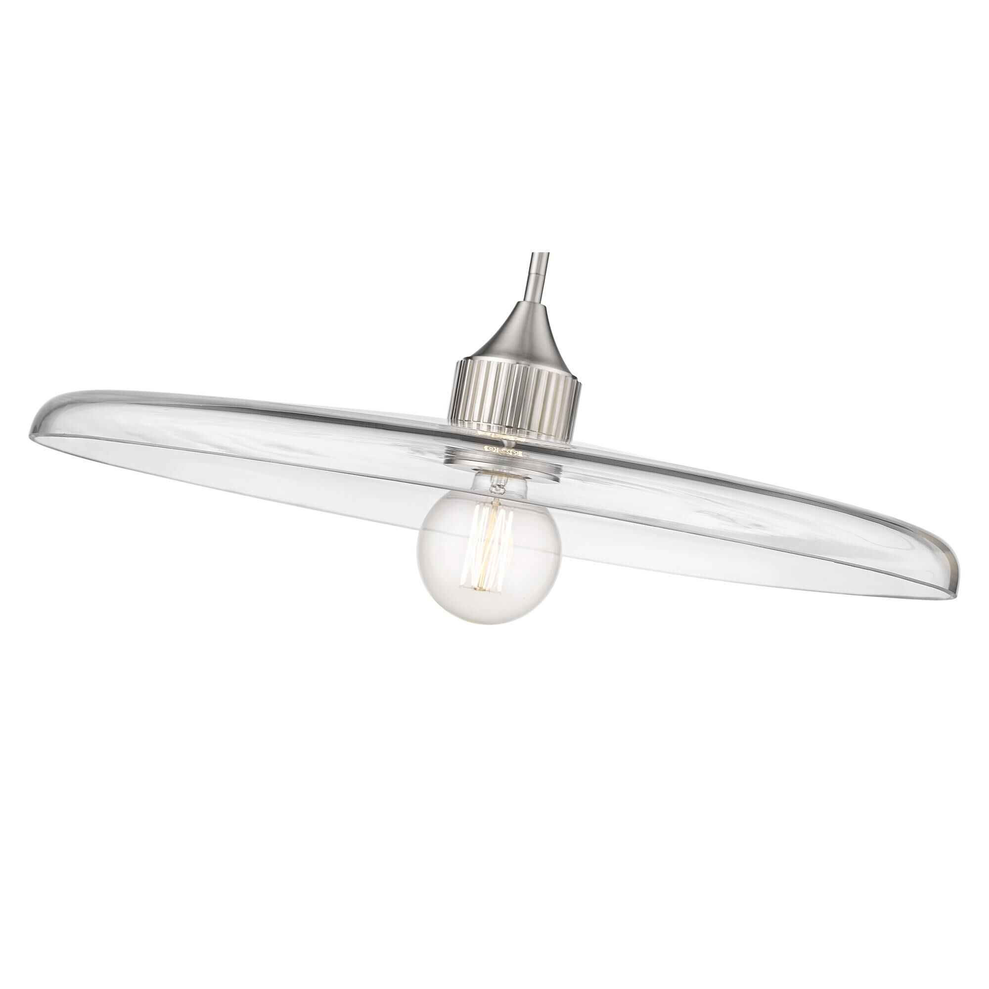 Shown in Brushed Nickel finish and Clear glass