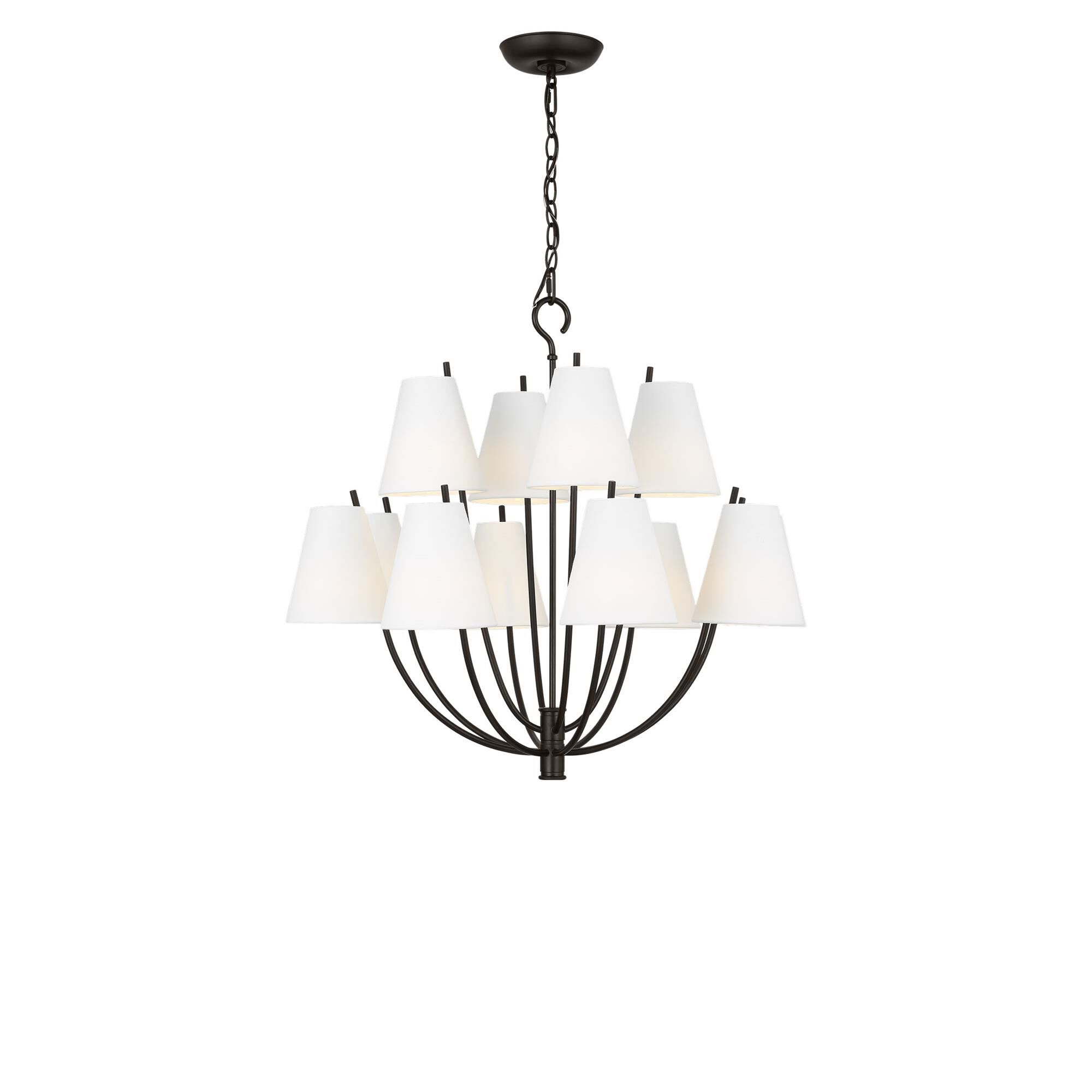 Shown in Aged Iron finish and White Linen Fabric shade