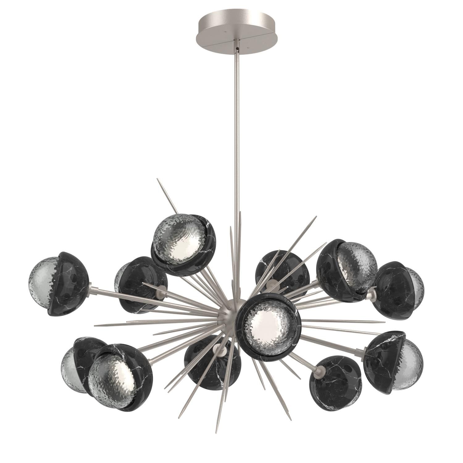Shown in Beige Silver finish and Smoke glass and Black Marble accent
