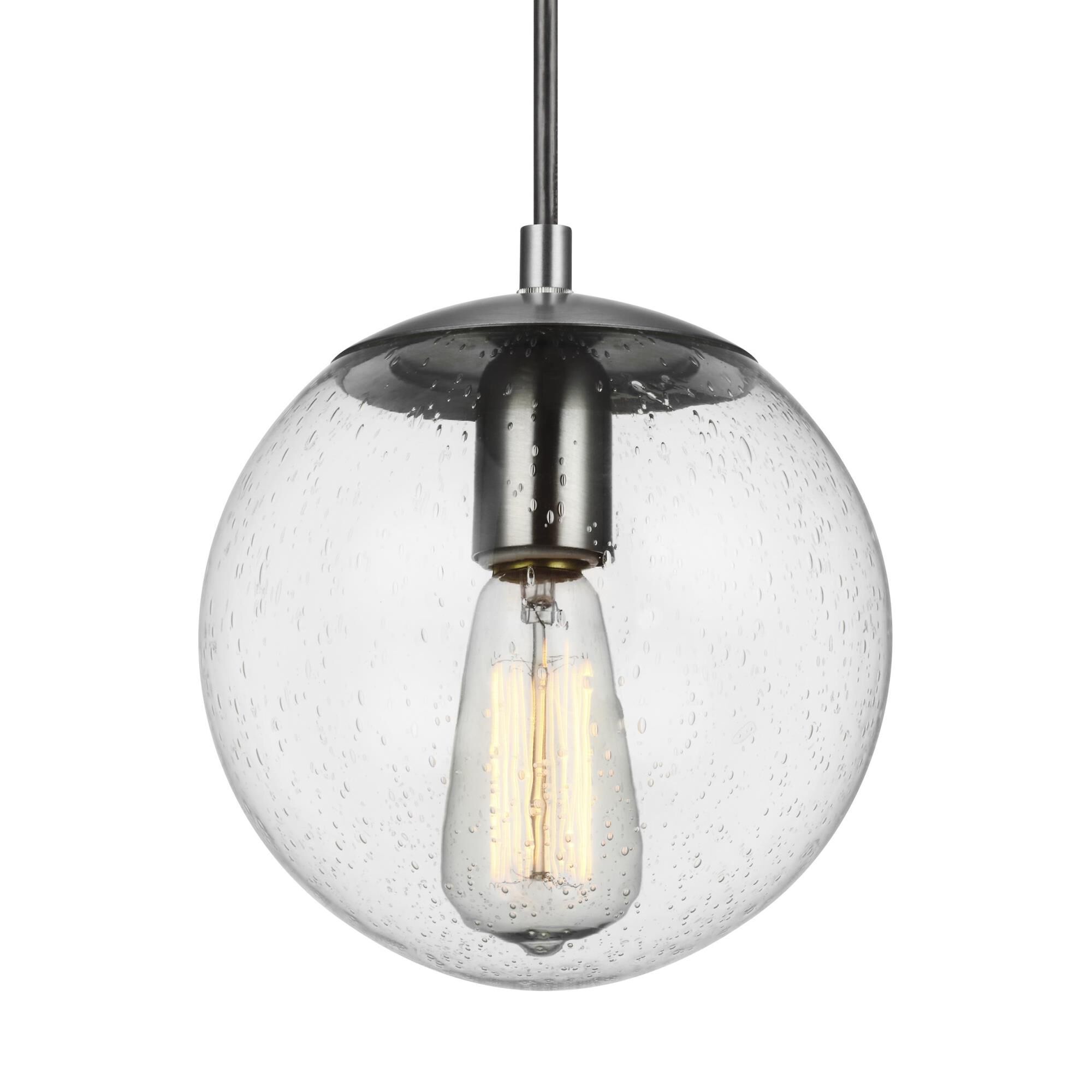 Shown in Satin Aluminum finish and Clear Seeded glass