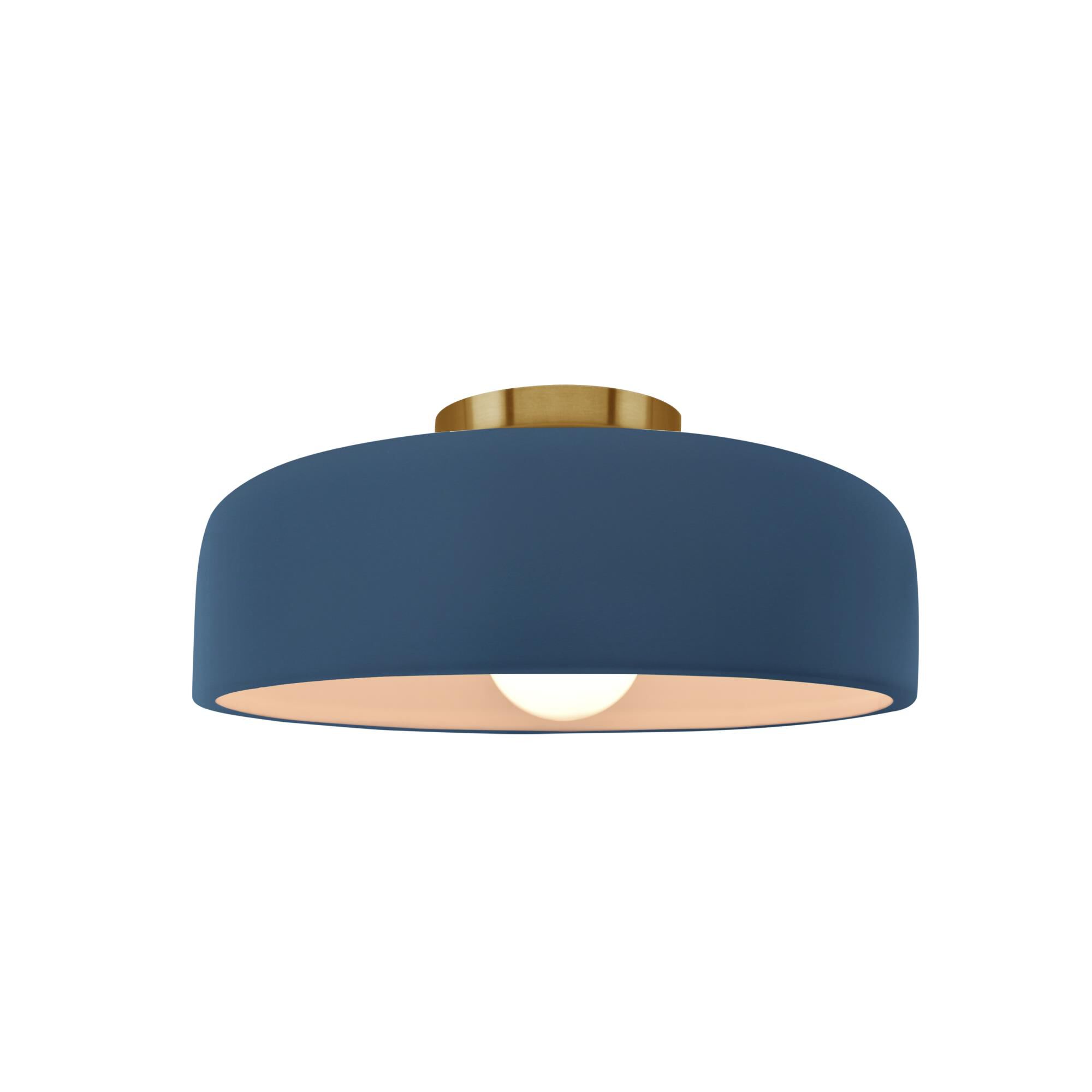 Shown in Brushed Brass finish and Midnight Sky shade