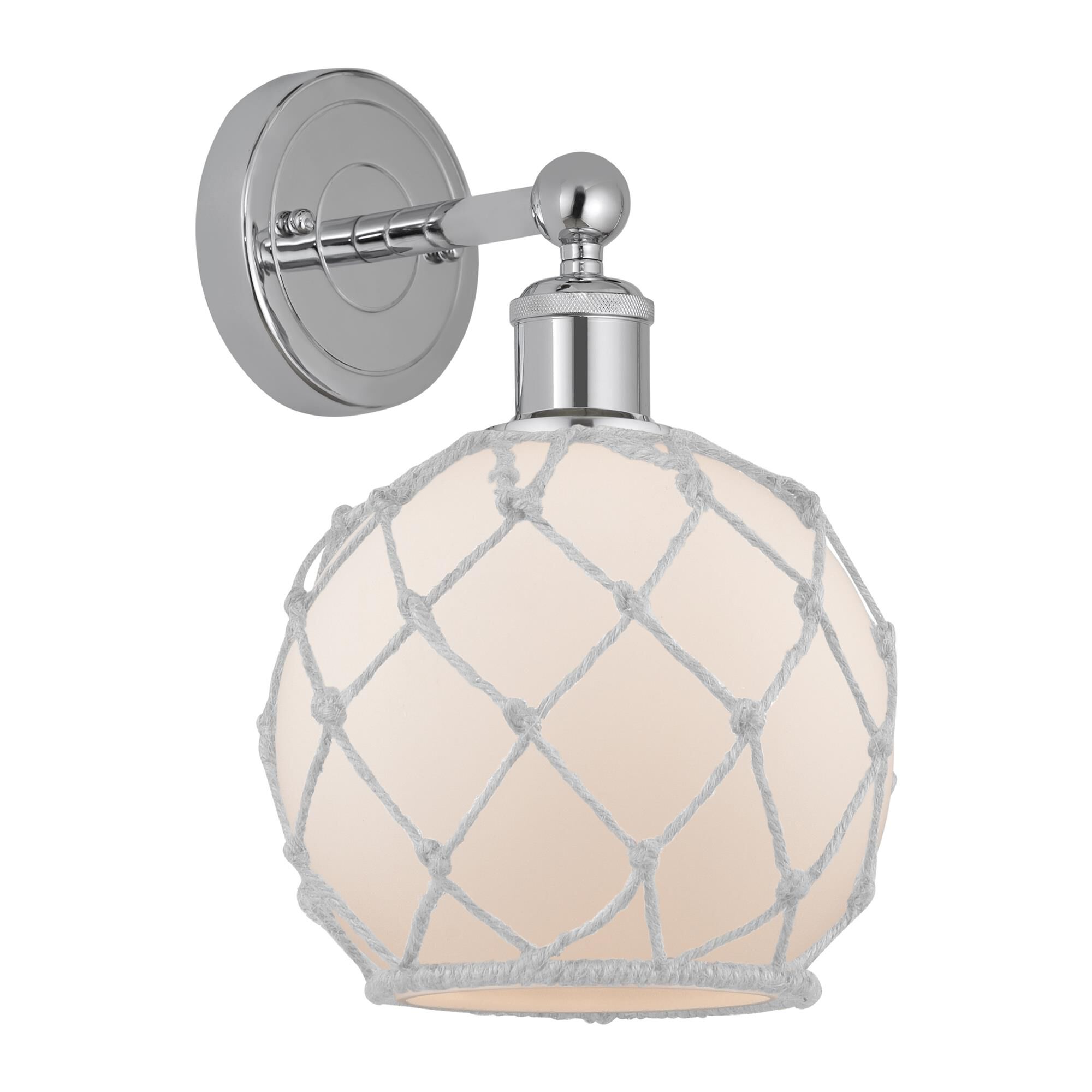 Shown in Polished Chrome finish and White with White Rope glass