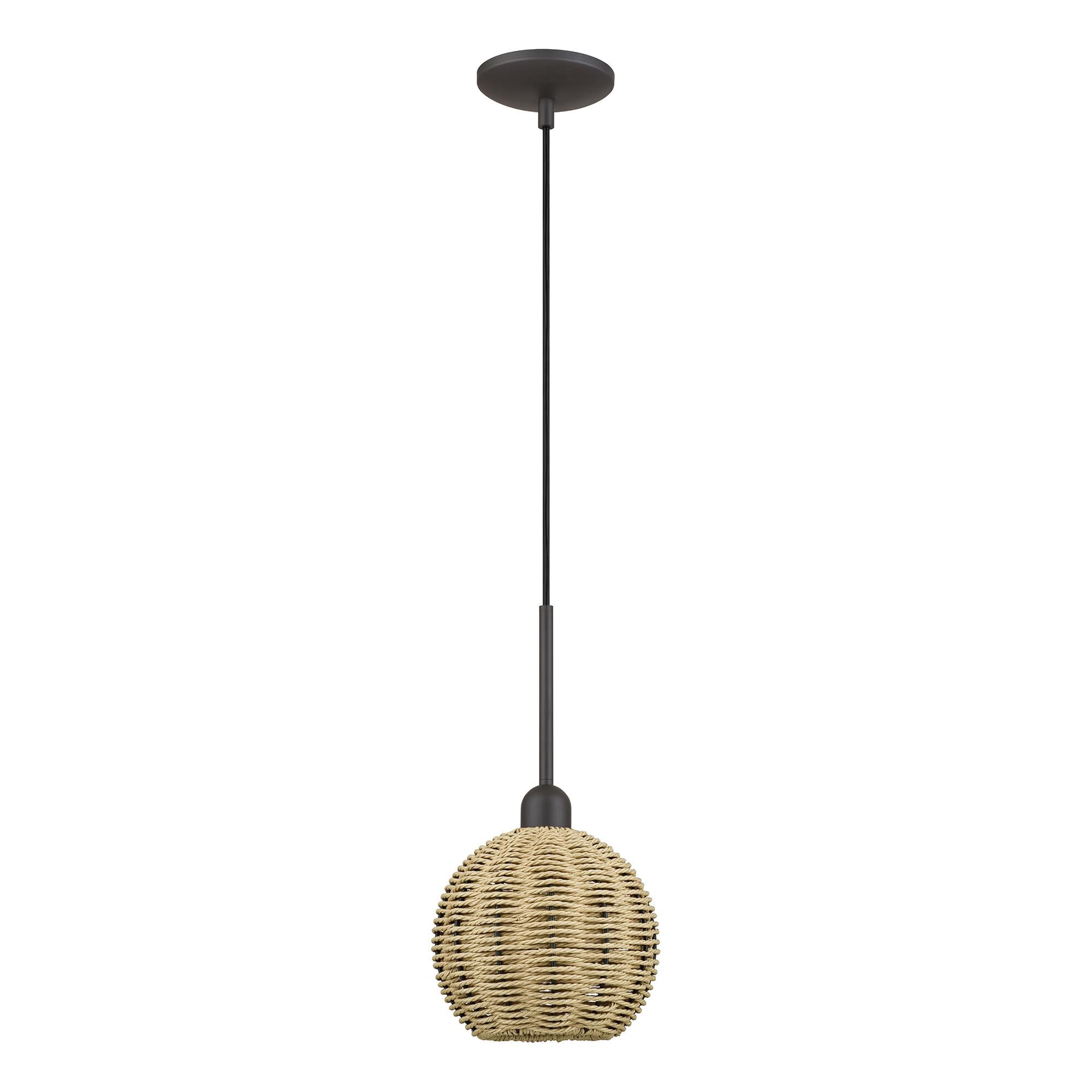 Shown in Bronze finish and Hand-Woven French Beige Paper Rope shade