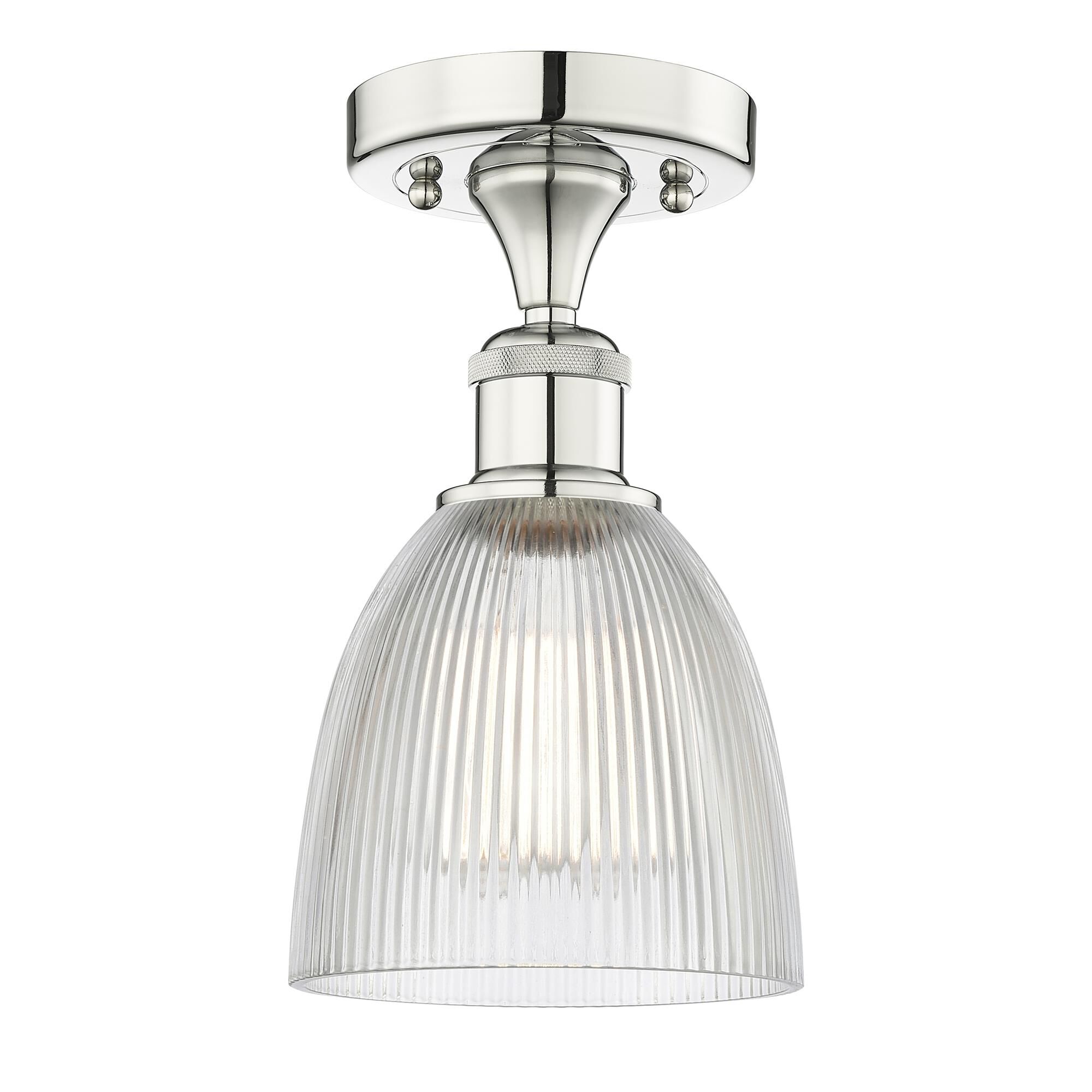 Shown in Polished Nickel finish and Clear glass