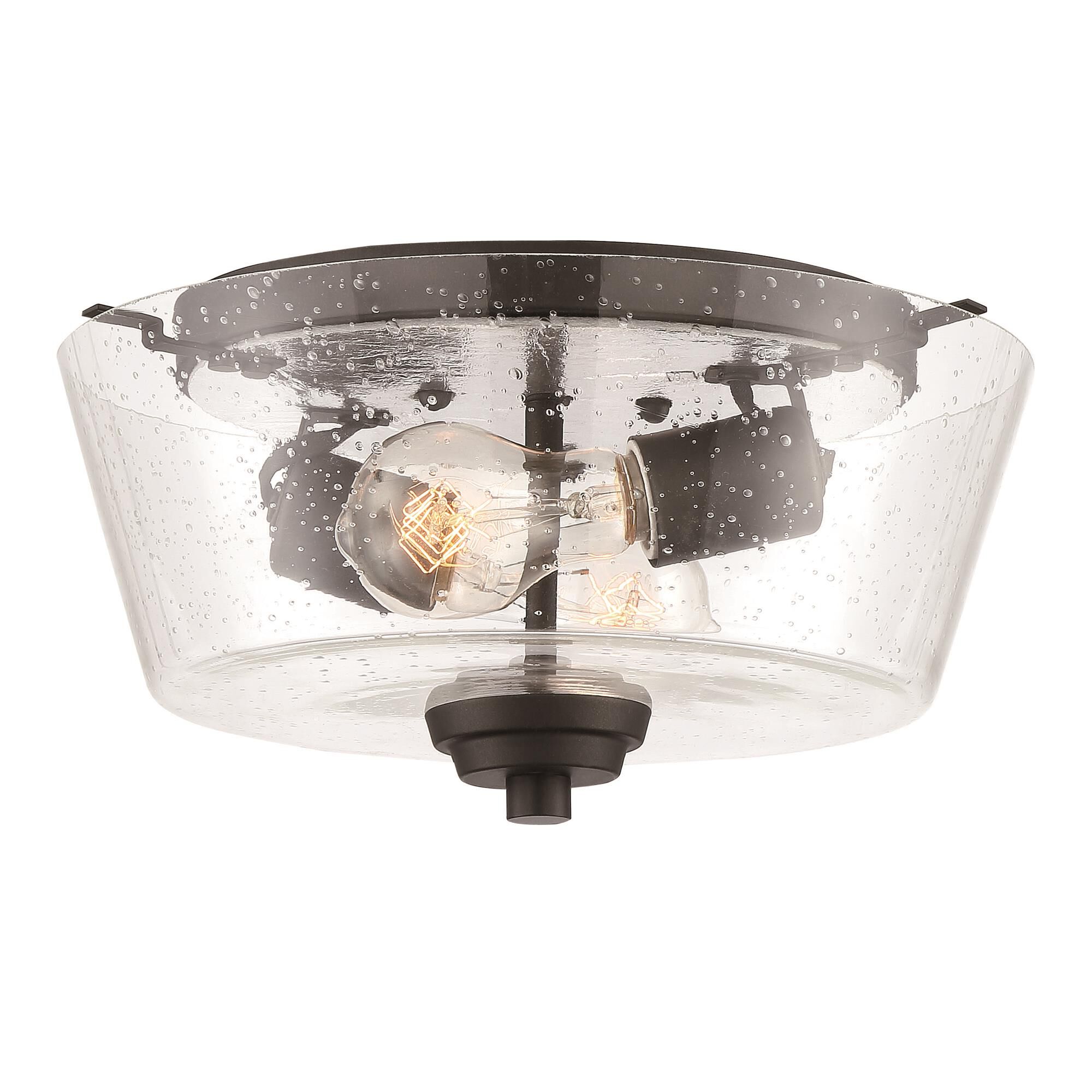 Shown in Espresso finish and Clear Seeded glass and Glass shade