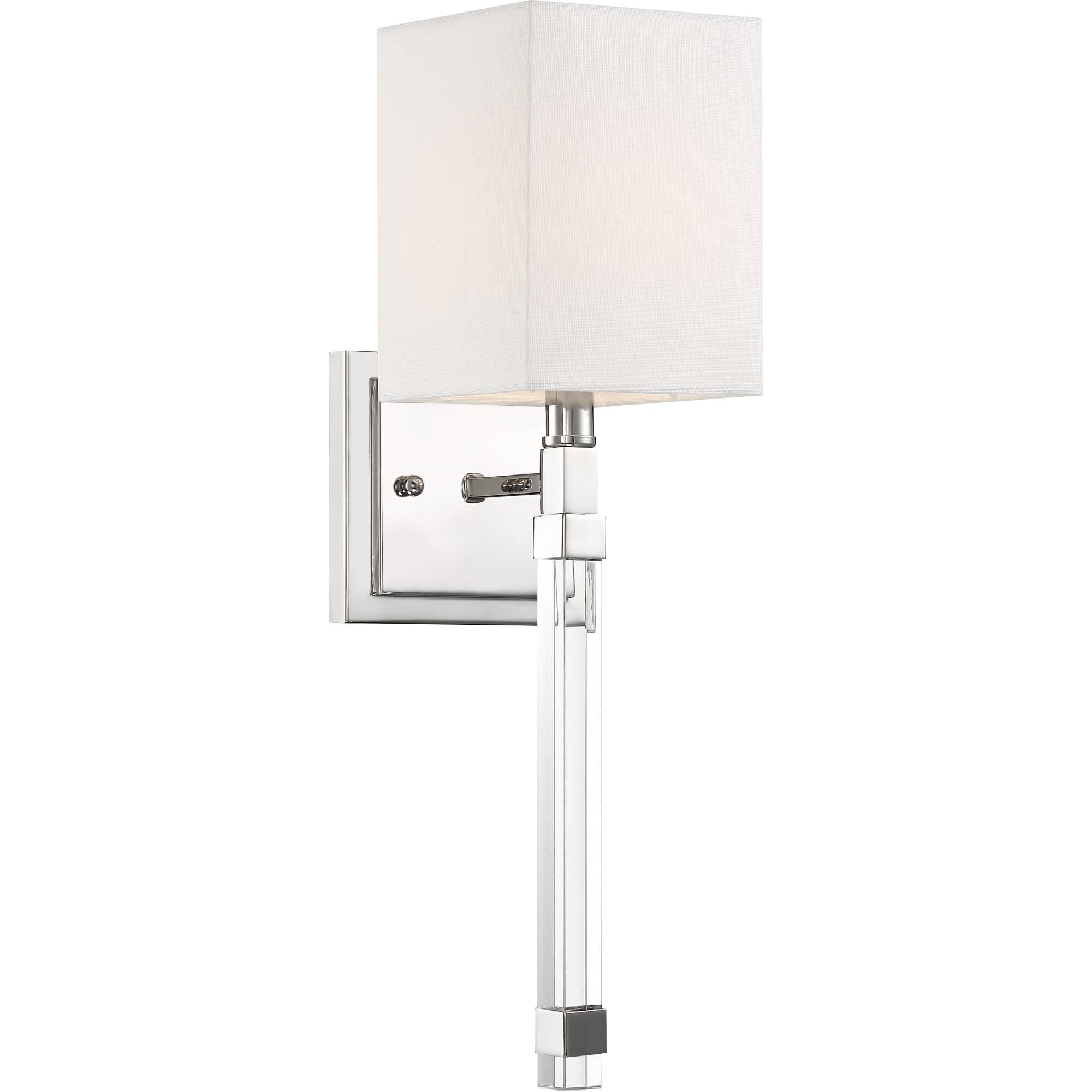 Shown in Polished Nickel finish and White Linen shade