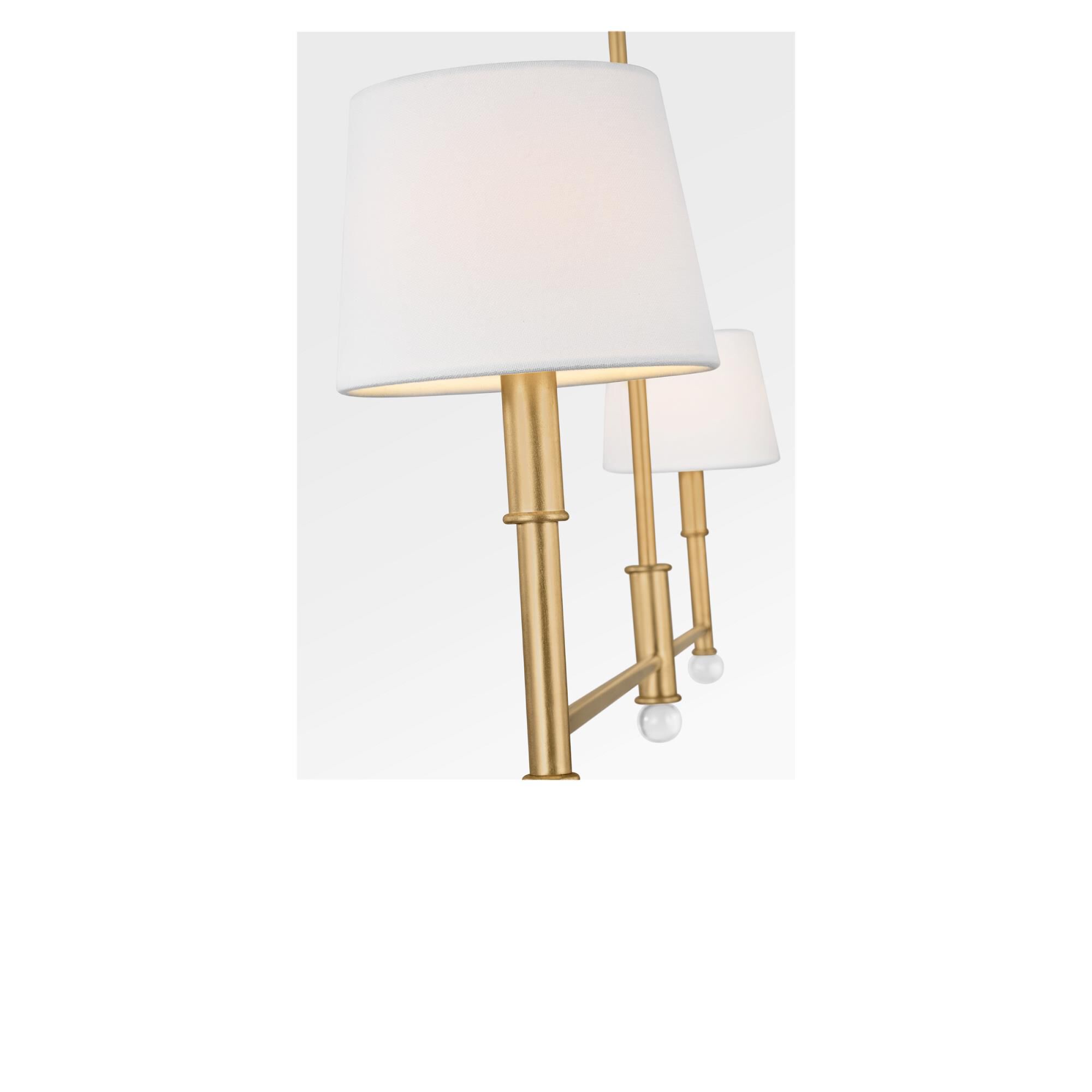 Shown in Gild finish and White Linen Fabric shade