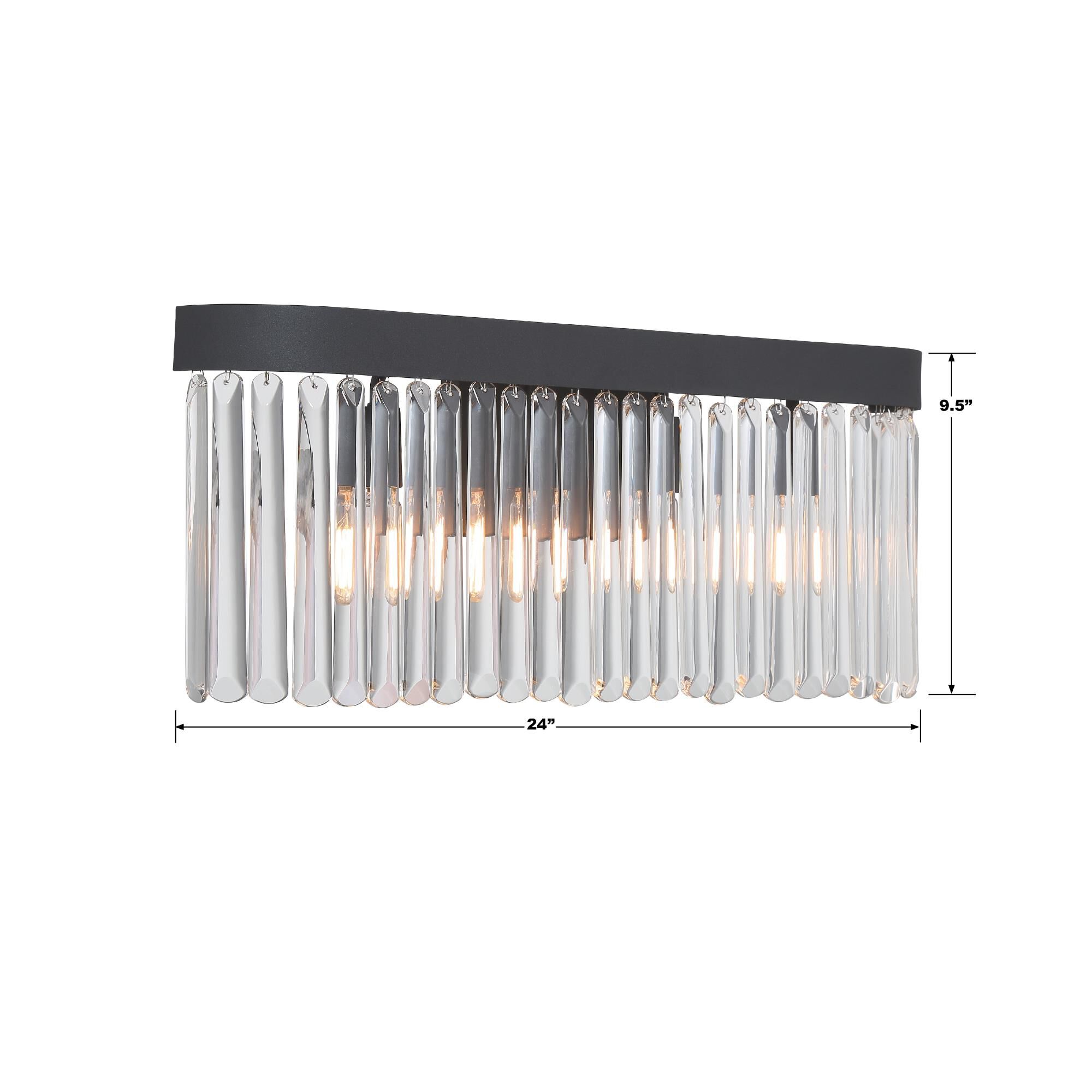 Shown in Black Forged finish and Clear Glass crystal