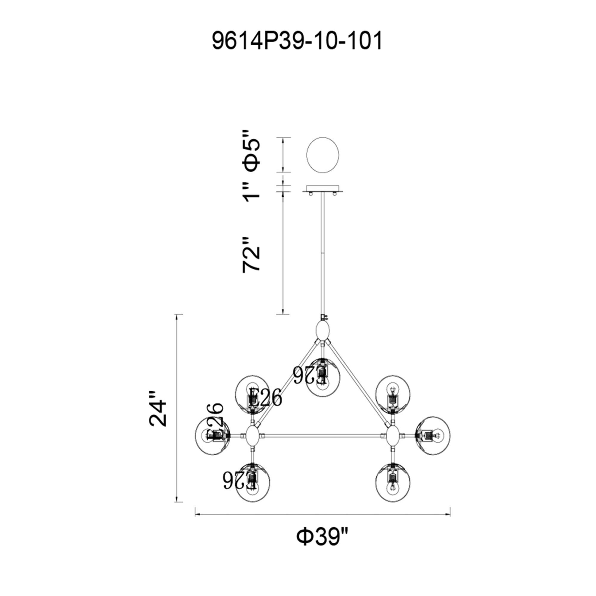 Glow 39 Inch 10 Light Chandelier by CWI Lighting
